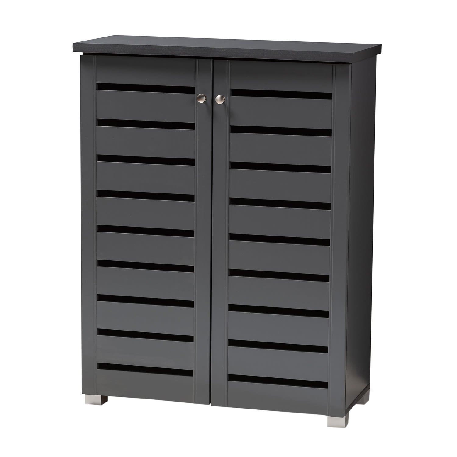 Baxton Studio Adalwin 2-Door Entryway Shoe Storage Cabinet, Dark Gray