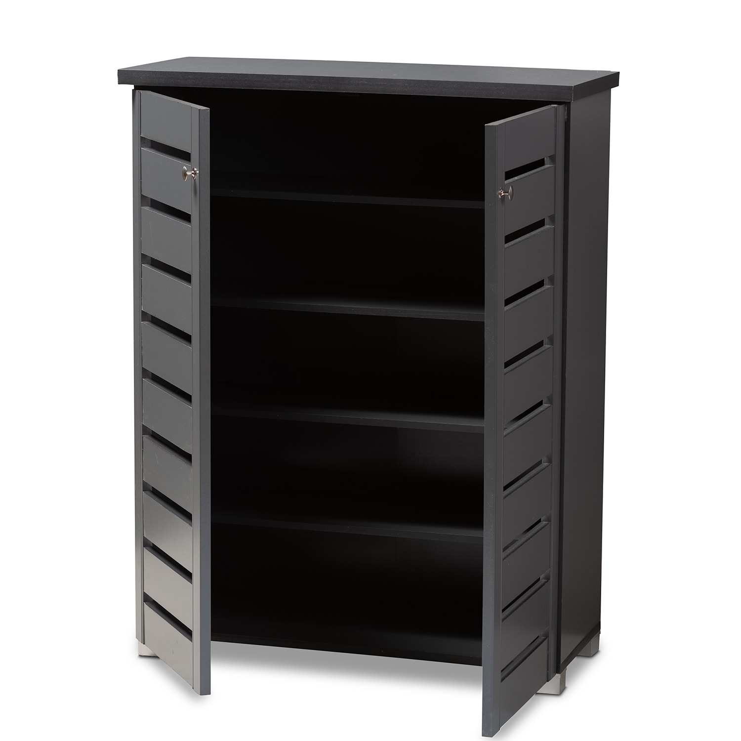 Baxton Studio Adalwin 2-Door Entryway Shoe Storage Cabinet, Dark Gray - Image 3