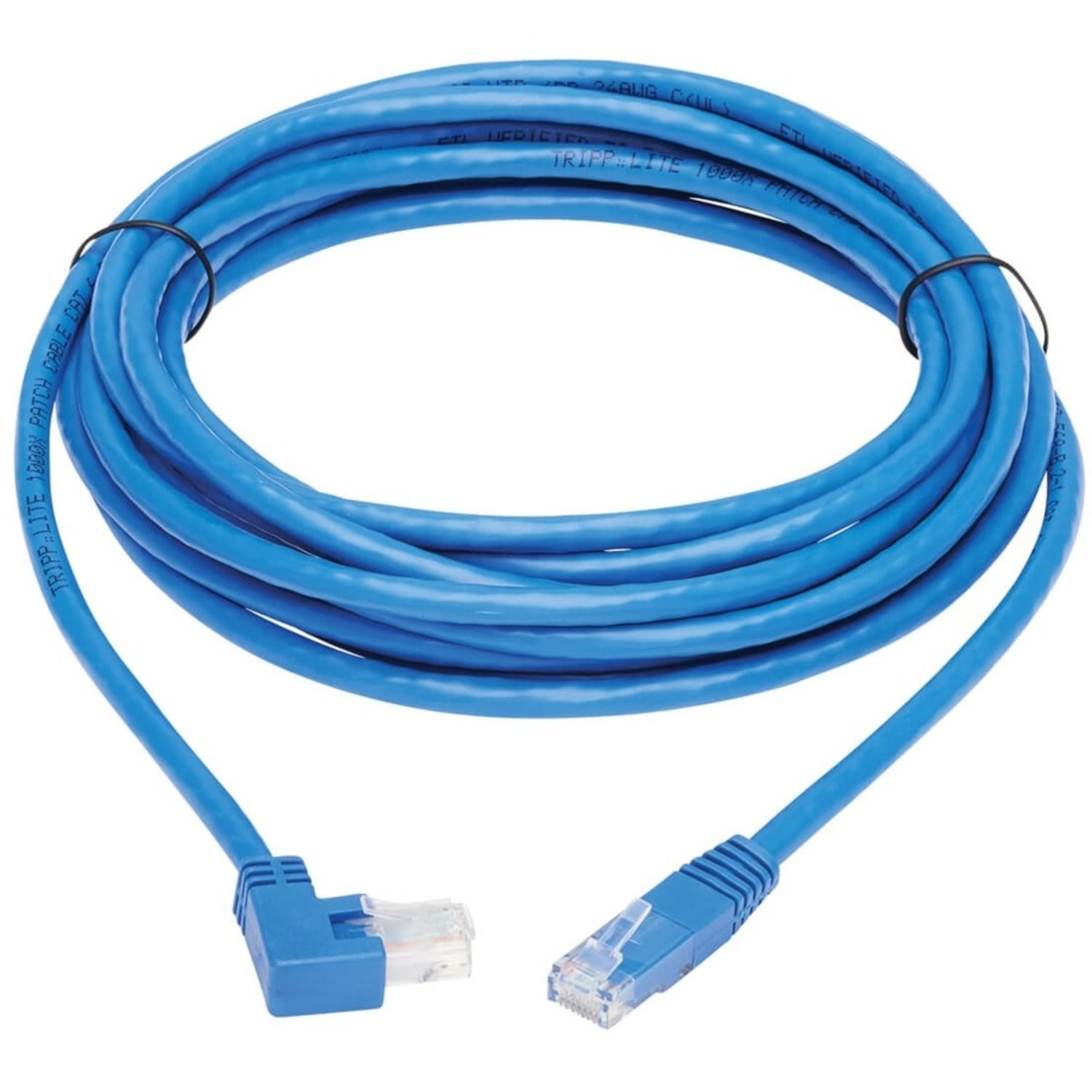 Tripp Lite Cat6 Ethernet Cable Right Angled UTP Molded RJ45 M/M Blue 15ft - 15 ft Category 6 Network Cable  - N204015BLRA - Image 3