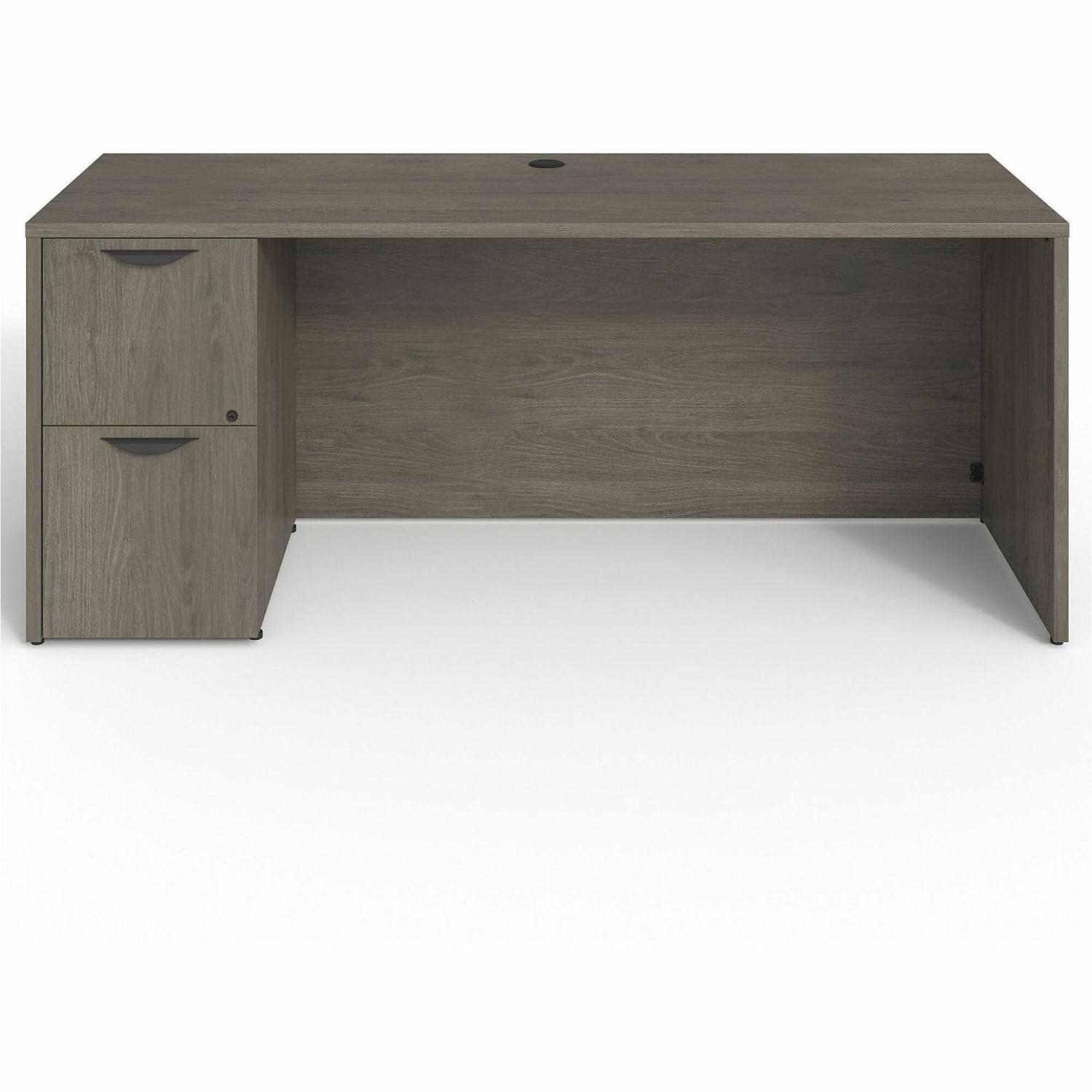 Lorell Prominence 2.0 72inW x 42inD Left-Pedestal Computer Desk, Gray Elm