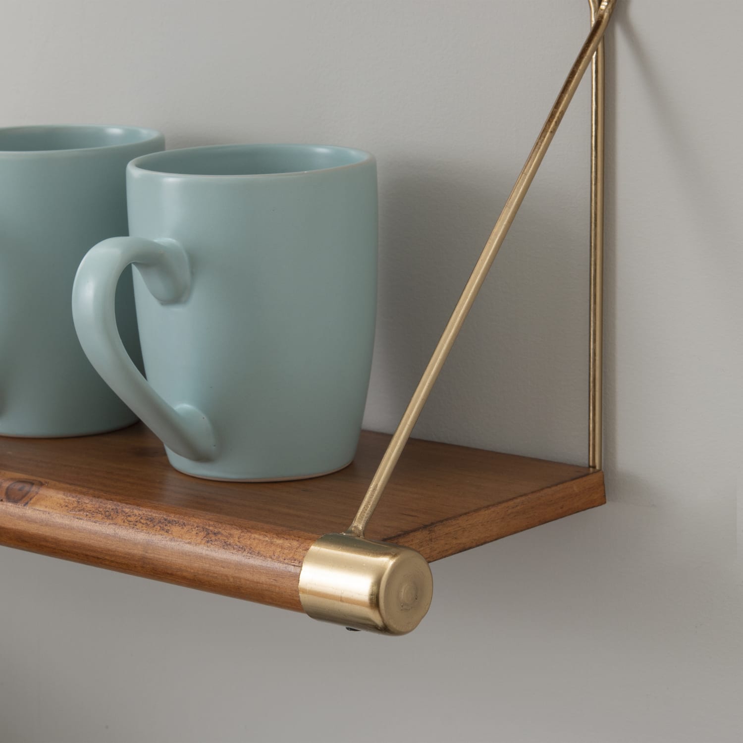 Linon Lalaine Wall Shelves, Brown/Gold, Set Of 2 Shelves - Image 5