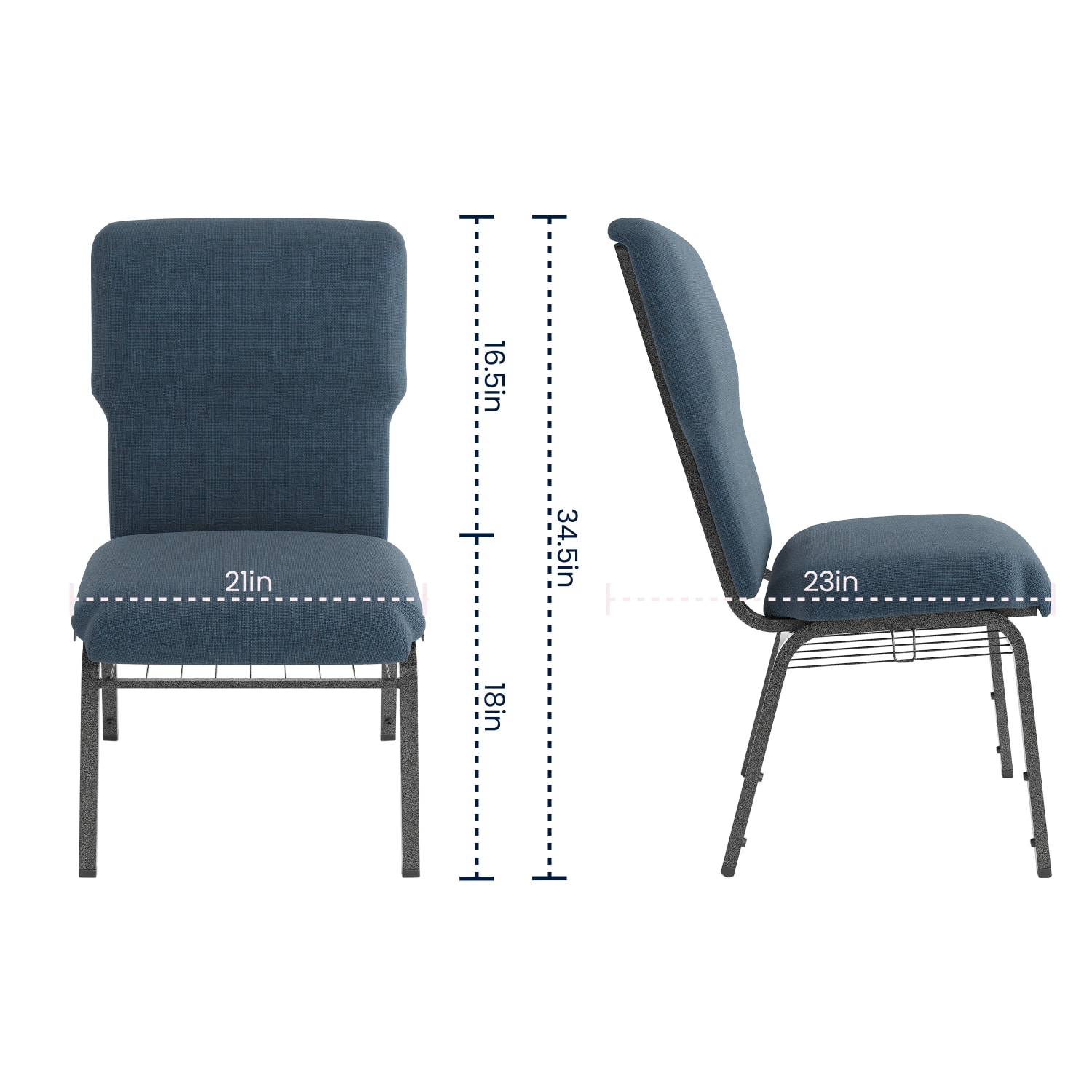 Flash Furniture Advantage Discount Church Chair, Navy/Silver Vein - Image 8