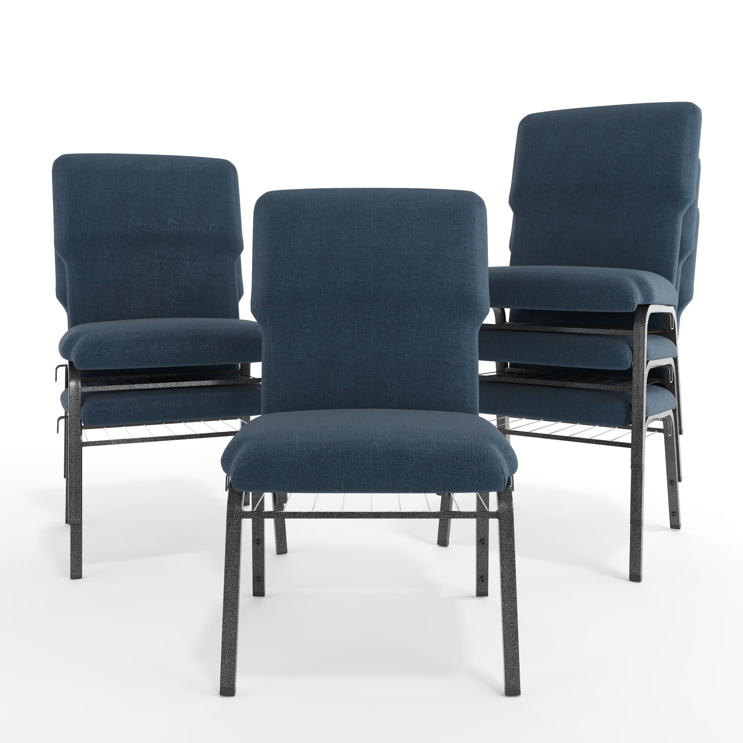 Flash Furniture Advantage Discount Church Chair, Navy/Silver Vein - Image 12