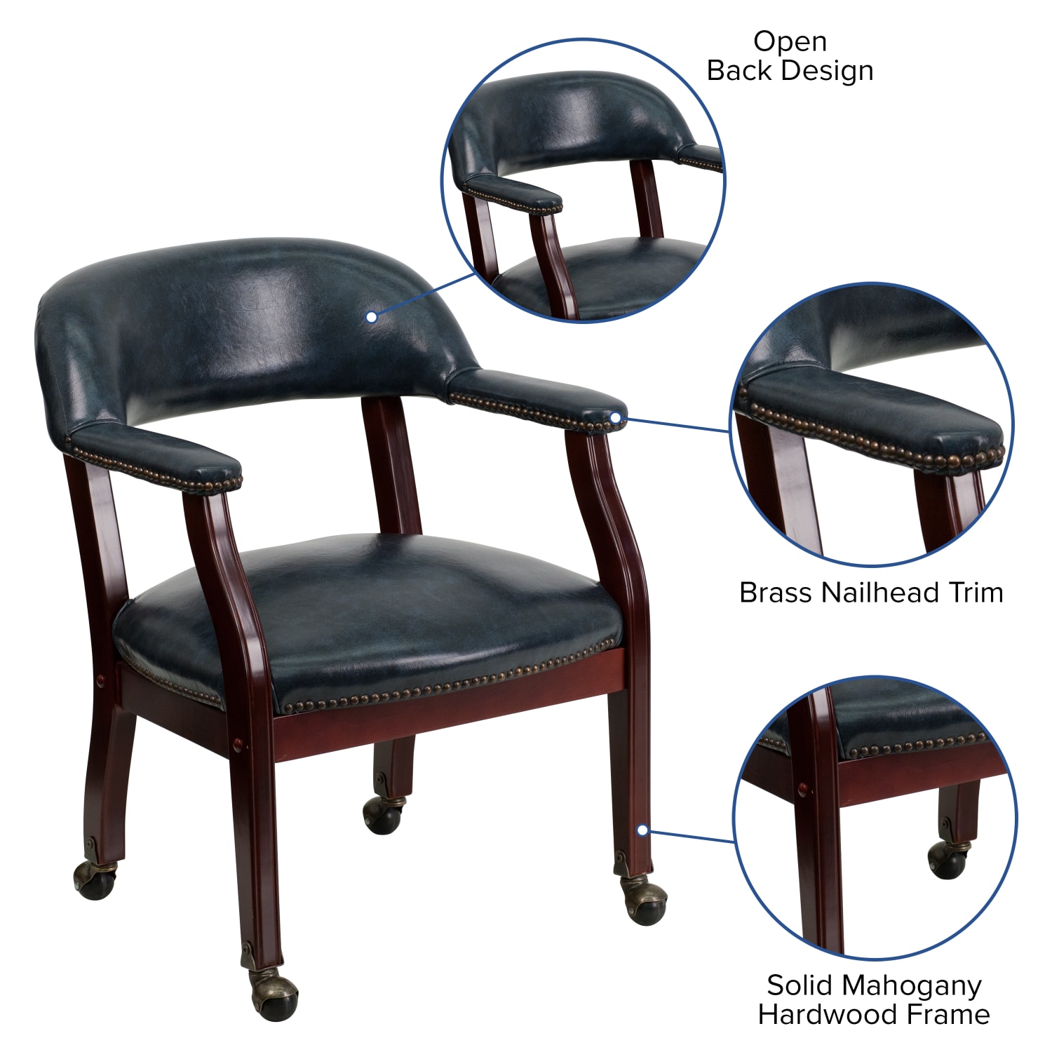 Flash Furniture Luxurious Vinyl Rolling Conference Chair, Navy - Image 6