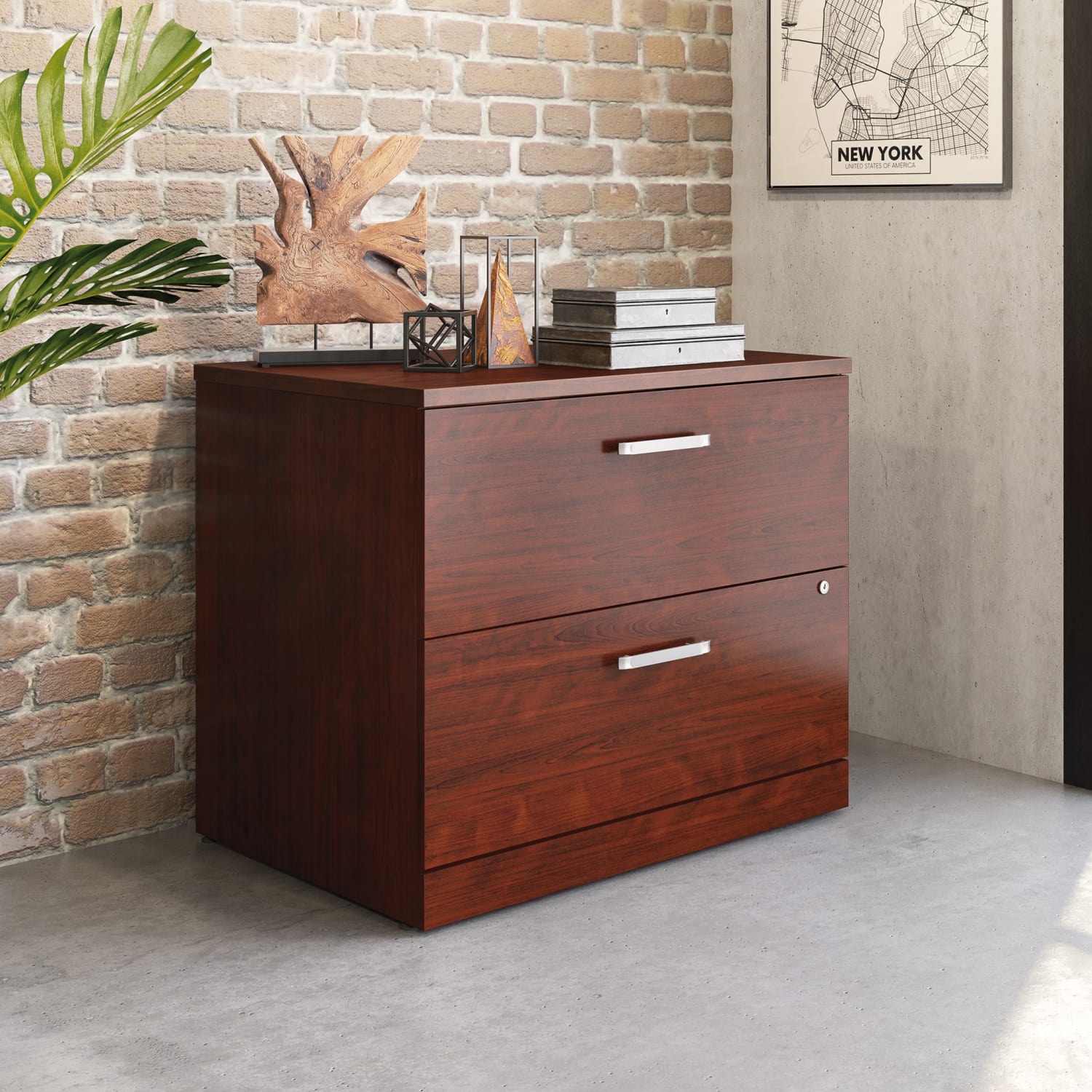 Sauder Affirm 35-1/2inW x 23-1/2inD Lateral 2-Drawer File Cabinet With Lock, Classic Cherry - Image 3