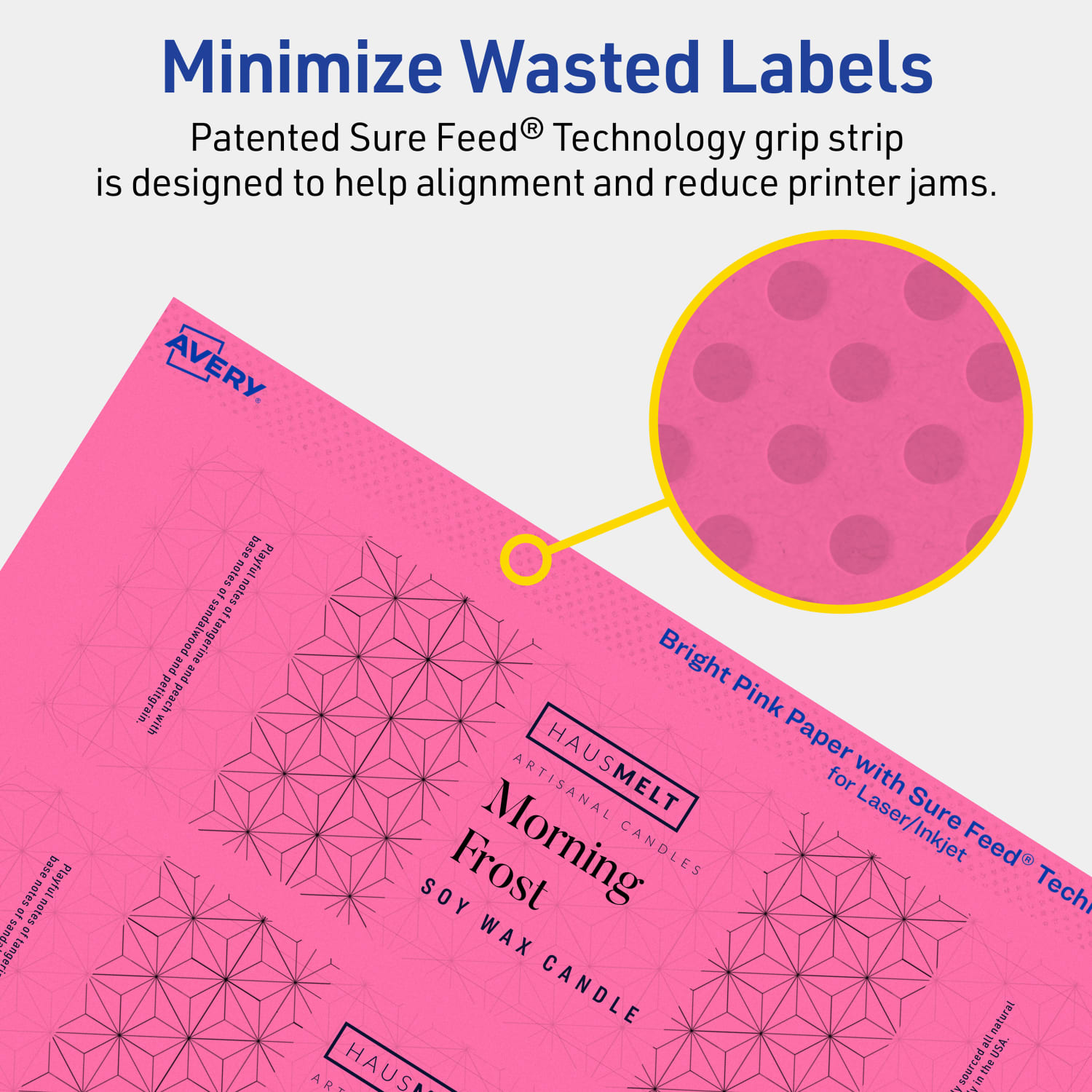 Avery Print-To-The-Edge Labels With Sure Feed Technology, 94243-BPP10, Rectangle, 2in x 7in, Matte Bright Pink, Pack of 40 - Image 5