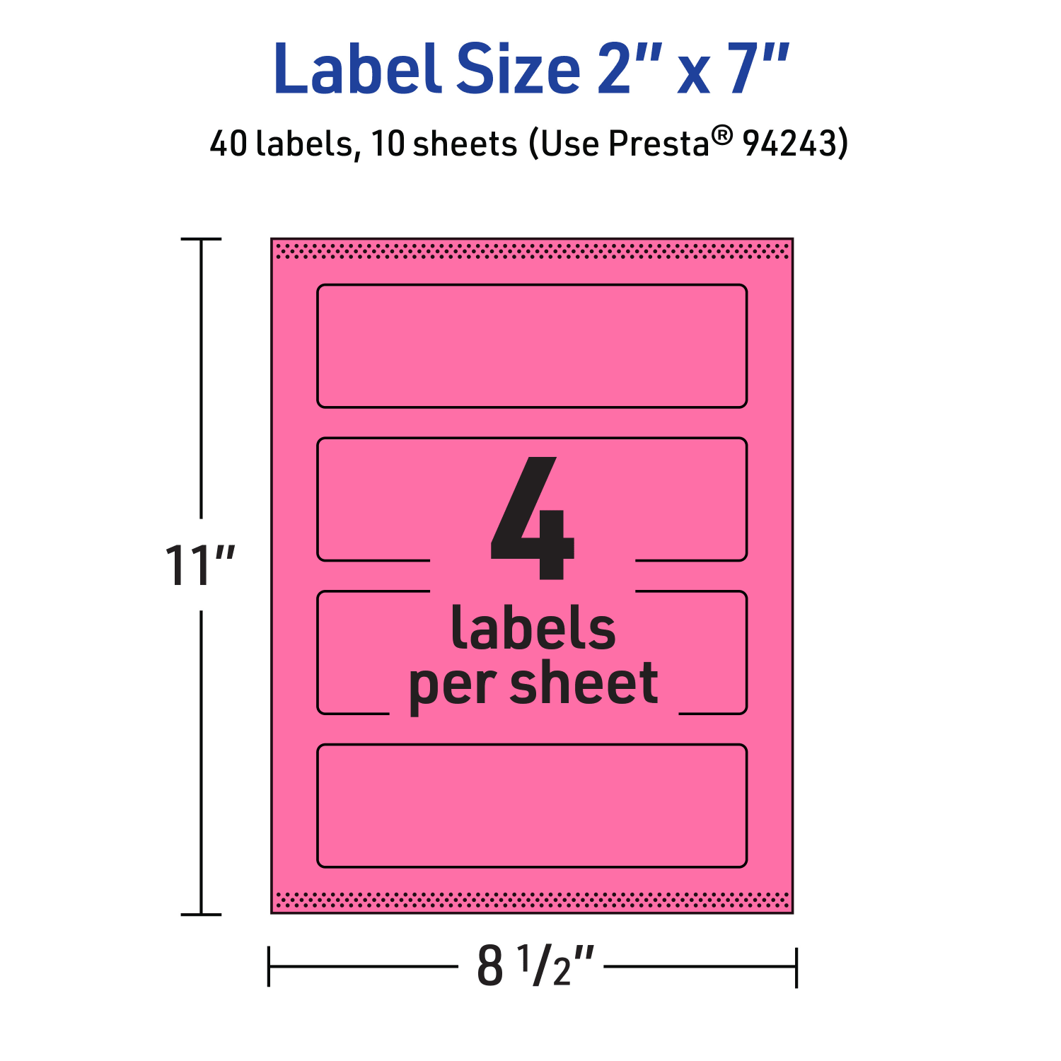 Avery Print-To-The-Edge Labels With Sure Feed Technology, 94243-BPP10, Rectangle, 2in x 7in, Matte Bright Pink, Pack of 40 - Image 6