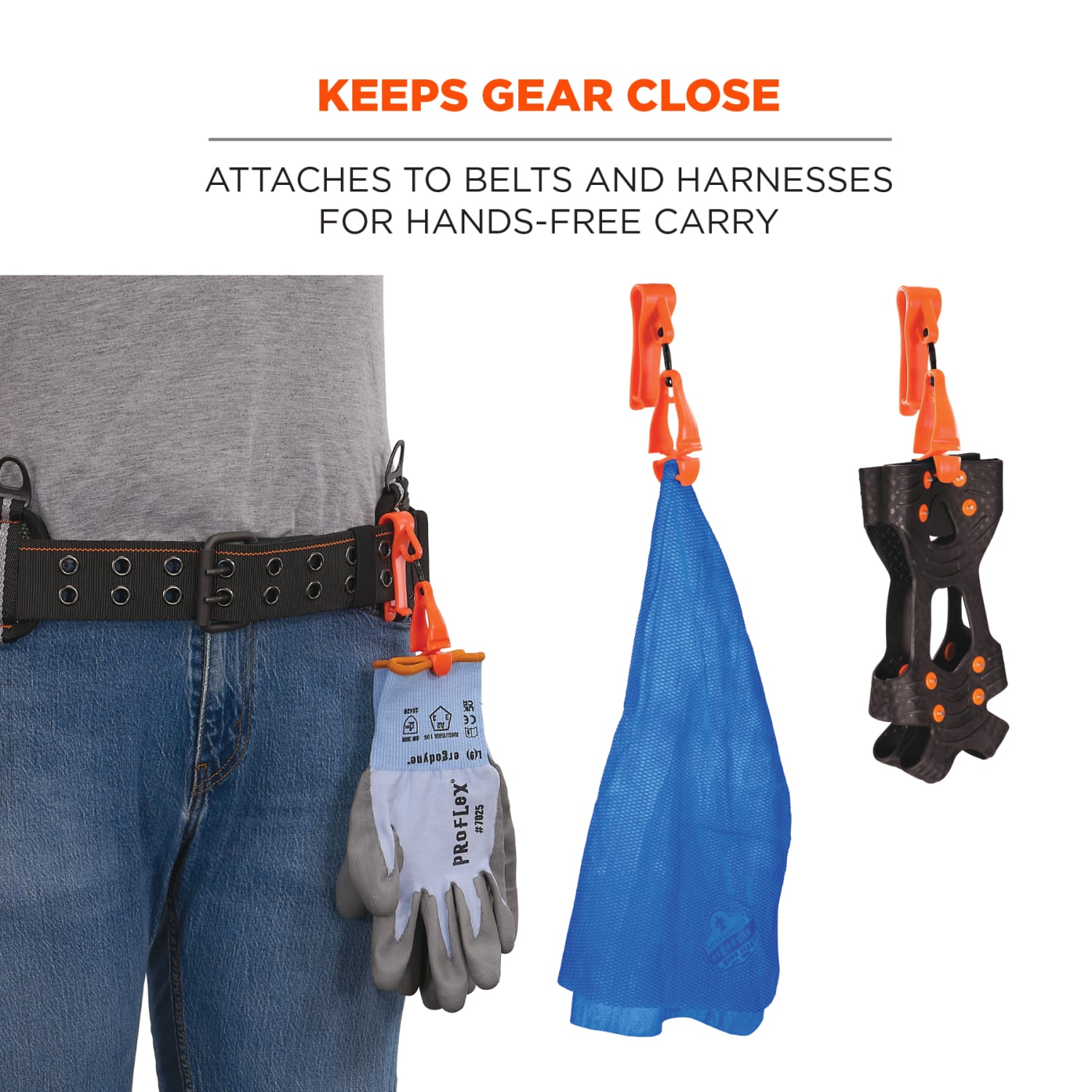 Ergodyne 3425 Glove Belt Clip Holder, 6-1/2in, Orange, Total Qty 1 - Image 3