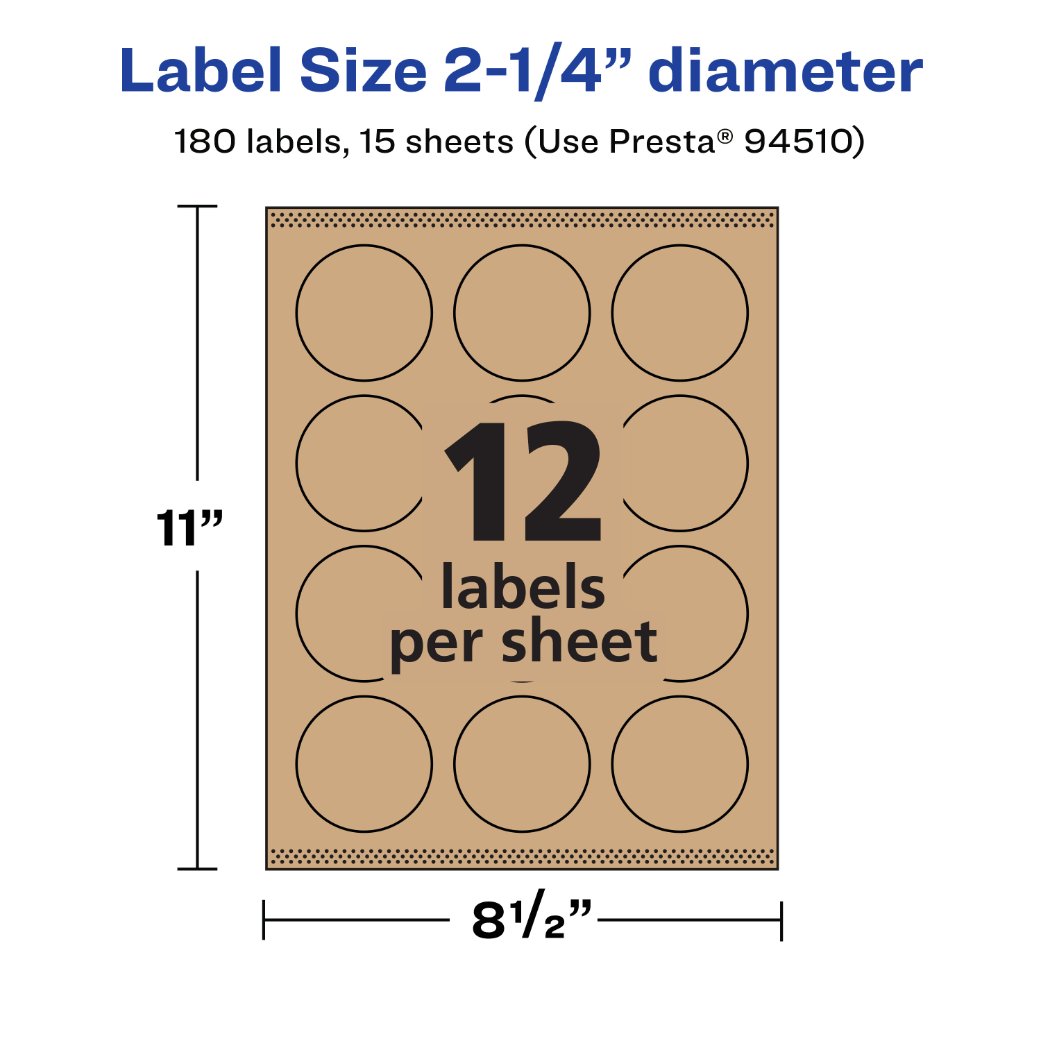 Avery Kraft Permanent Labels With Sure Feed, 94510-KMP15, Round, 2-1/4in Diameter, Brown, Pack Of 180 - Image 6