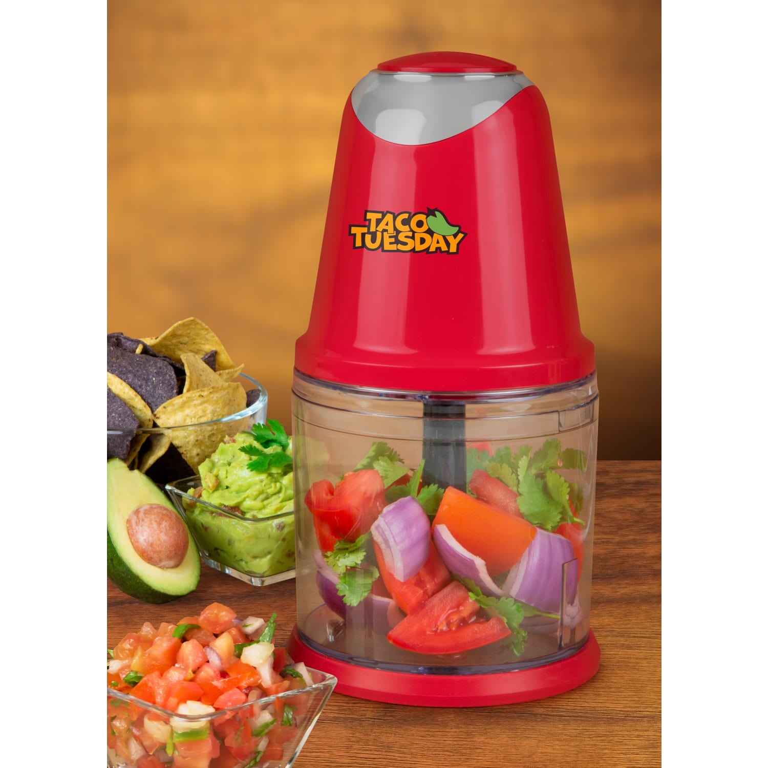 Taco Tuesday Salsa & Guacamole Chopper, 10inH x 5-1/2inW x 5-1/2inD, Red - Image 6