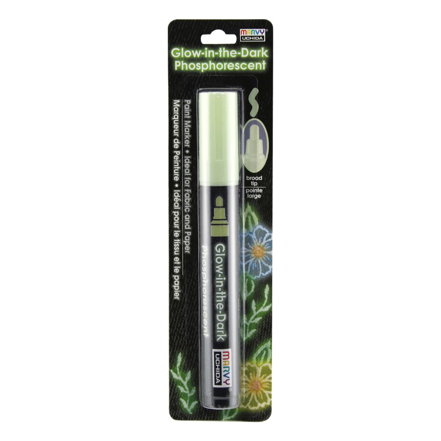 Marvy Uchida Glow In The Dark Fabric Markers, Broad Tip, Green, Pack Of 6 Markers - Image 3