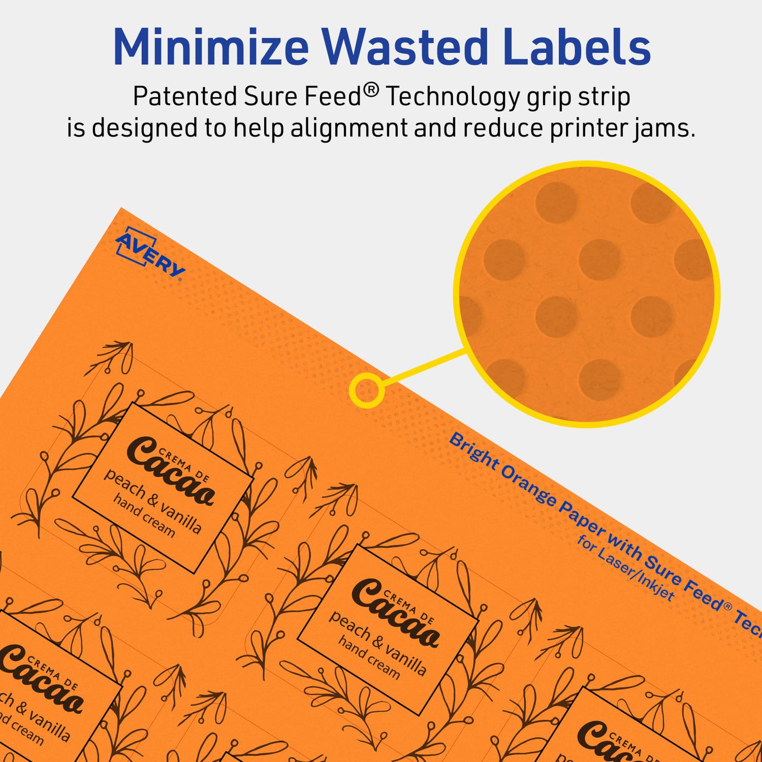 Avery Print-To-The-Edge Labels With Sure Feed Technology And Easy Peel, 94233-BOP80, Rectangle, 1-13/16inx2-3/16in, Matte Bright Orange, Pack of 960 - Image 5