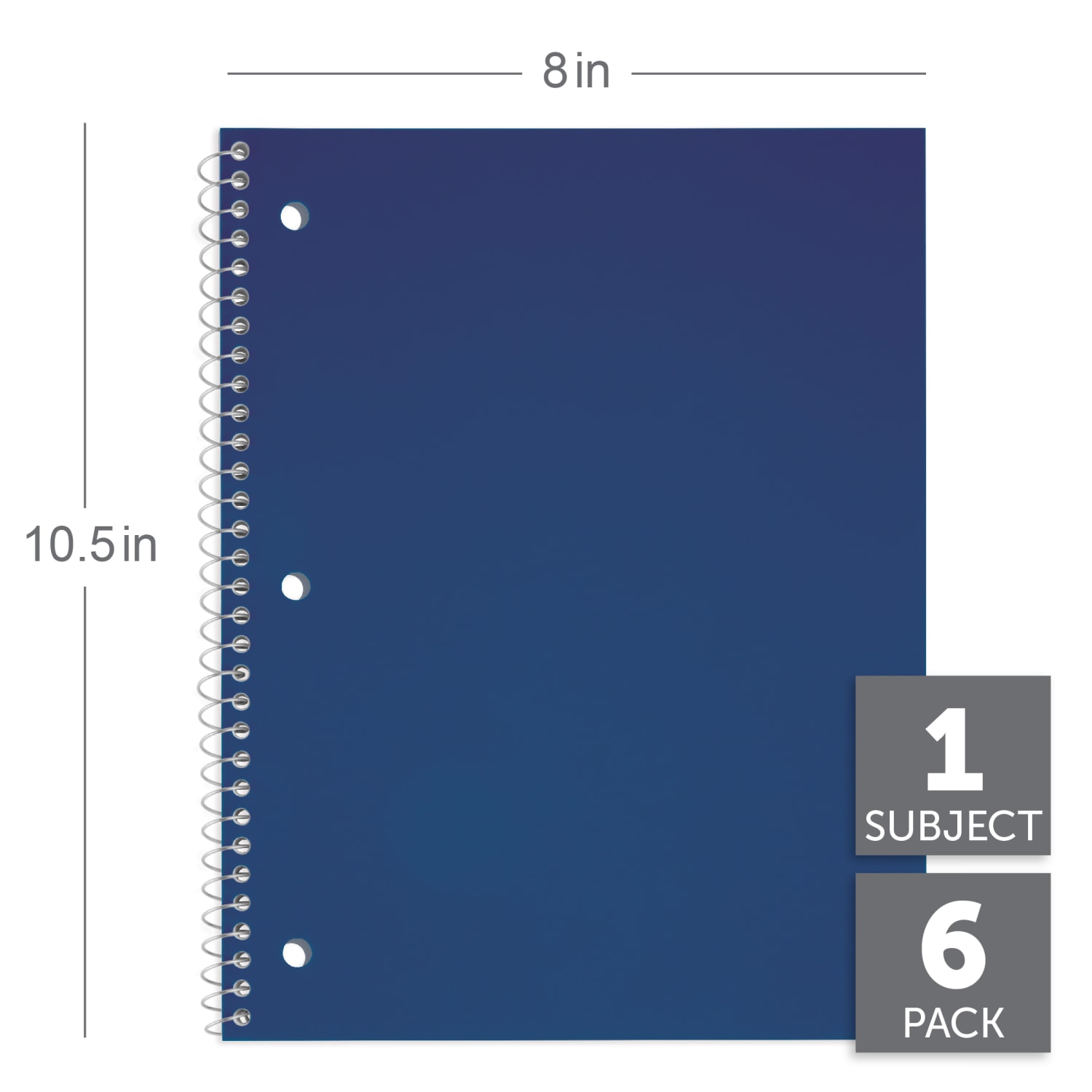 Just Basics Poly Spiral Notebook, 8in x 10-1/2in, 1 Subject, Wide Ruled, 70 Sheets, Assorted, Pack Of 6 - Image 4