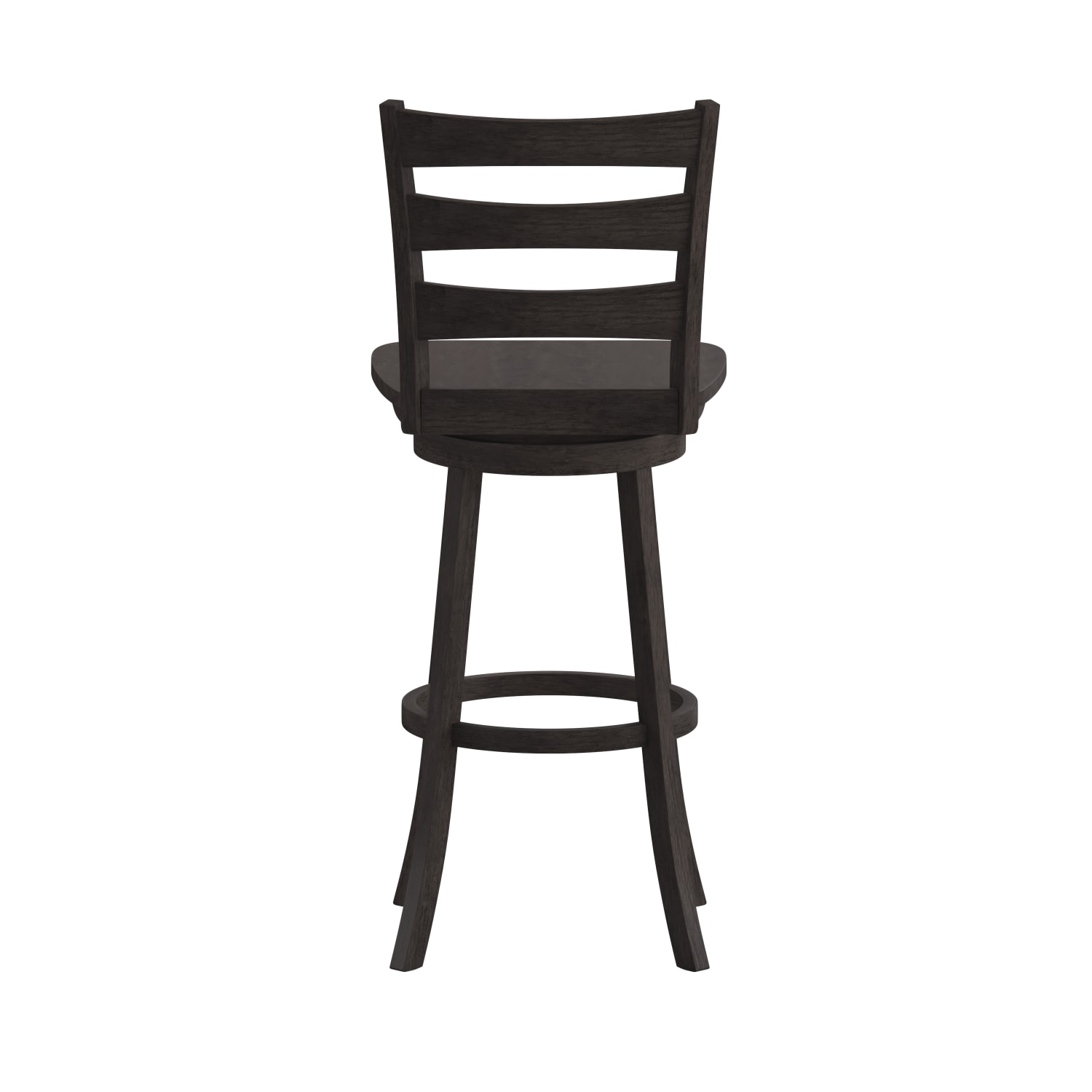 Flash Furniture Liesel Commercial Grade Wooden Classic Ladderback Swivel Bar Height Barstool with Solid Wood Seat Gray Wash Walnut PopularChairscom