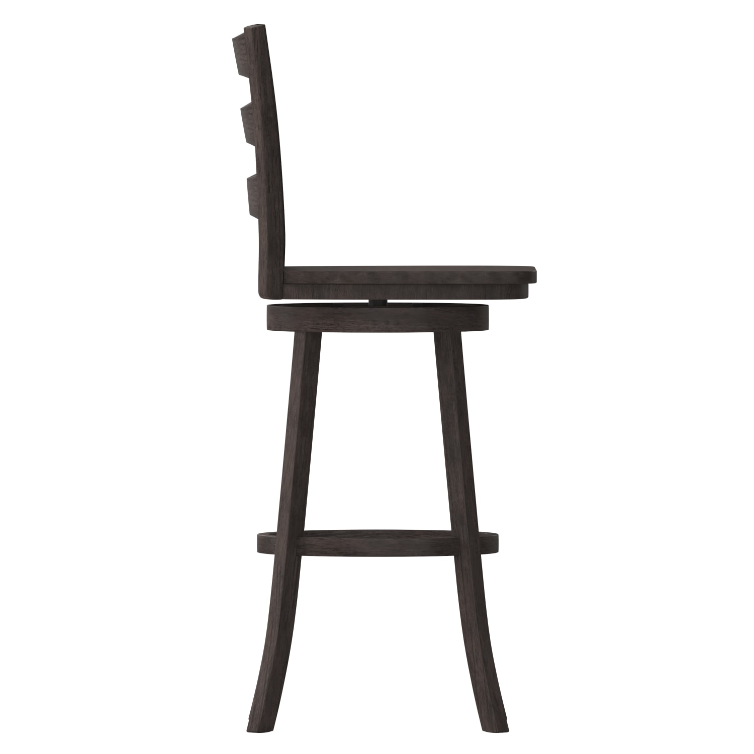 Flash Furniture Liesel Commercial Grade Wooden Classic Ladderback Swivel Bar Height Barstool with Solid Wood Seat Gray Wash Walnut PopularChairscom