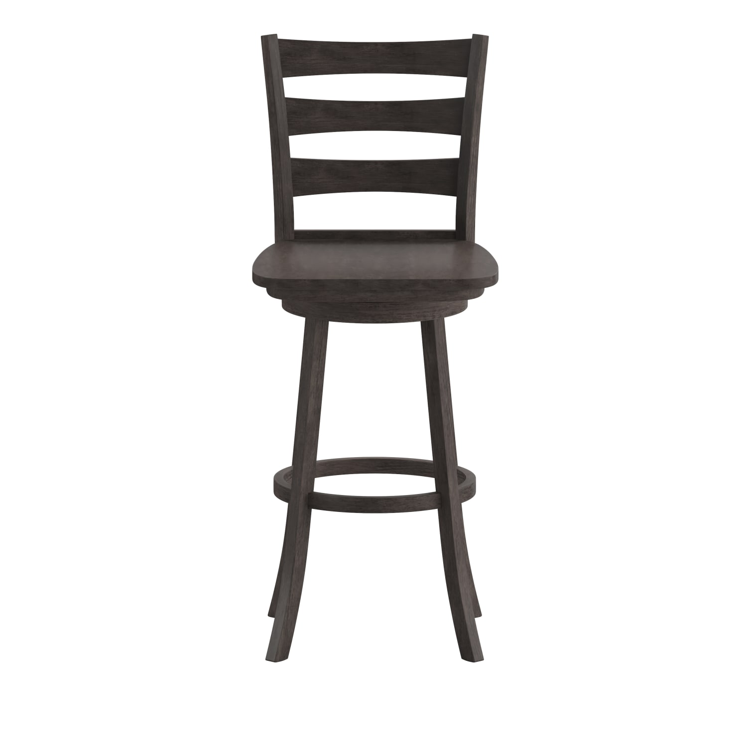 Flash Furniture Liesel Commercial Grade Wooden Classic Ladderback Swivel Bar Height Barstool with Solid Wood Seat Gray Wash Walnut PopularChairscom