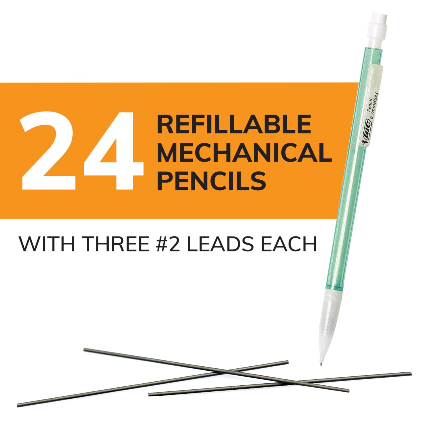 BIC Xtra Sparkle Mechanical Pencils, 0.7mm, #2 Lead, Assorted Barrel Color, Pack Of 24 - Image 3
