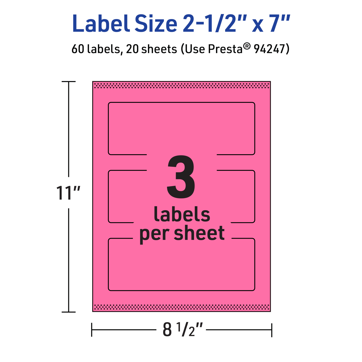 Avery Print-To-The-Edge Labels With Sure Feed Technology, 94247-BPP20, Rectangle, 2-1/2in x 7in, Matte Bright Pink, Pack of 60 - Image 6