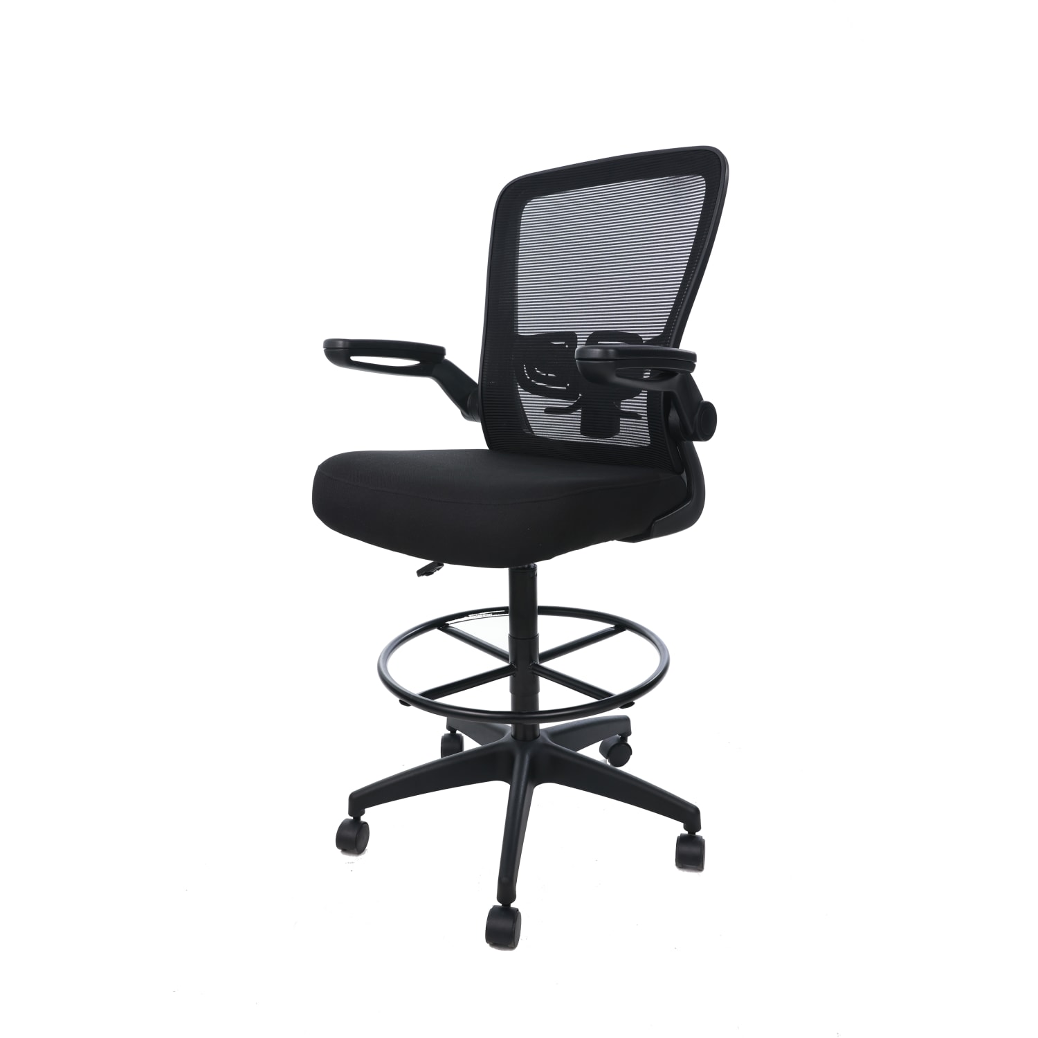 Boss Office Products Mesh Flip Arm Stool With Back Black PopularChairscom