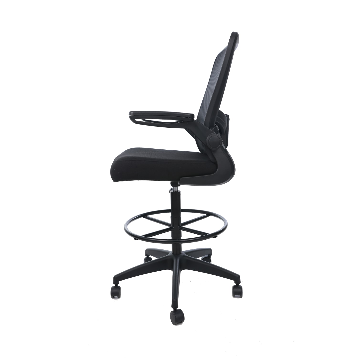 Boss Office Products Mesh Flip Arm Stool With Back, Black - Image 5