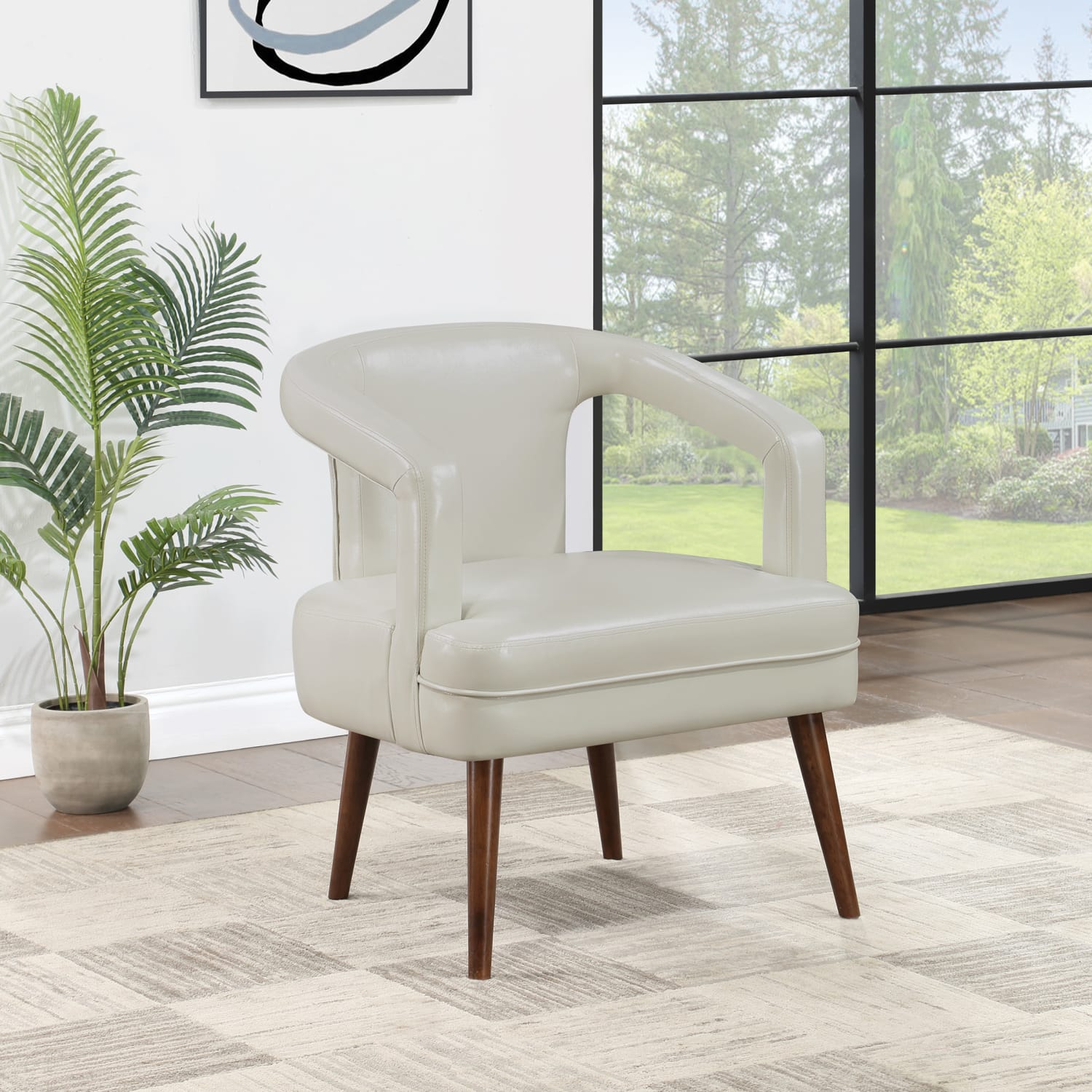 Office Star Mason Faux Leather Accent Guest Chair Cream PopularChairscom
