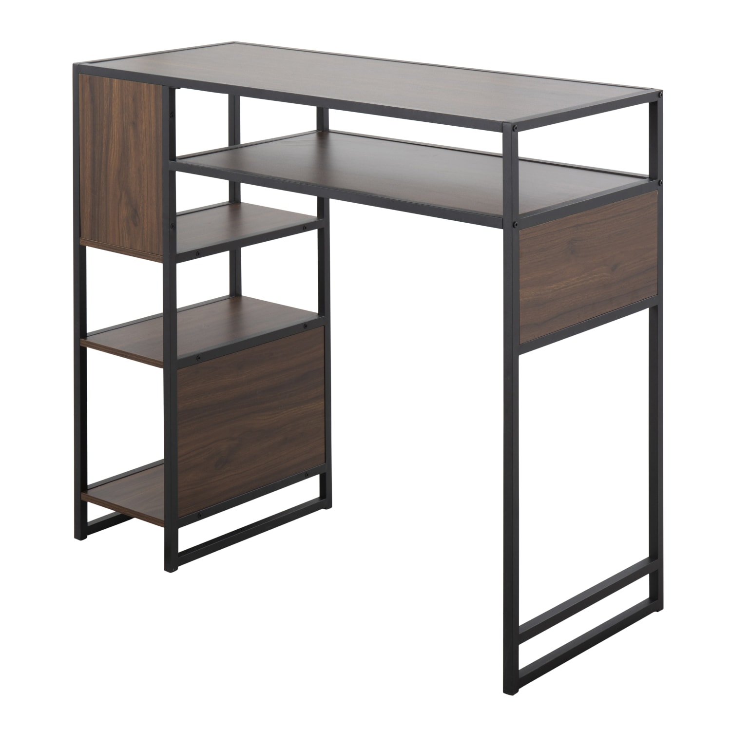 LumiSource Display Farmhouse Metal/Wood Bar-Height Table With Storage Space, 39-1/2inH x 43-1/4inW x 19inD, Walnut/Black - Image 3