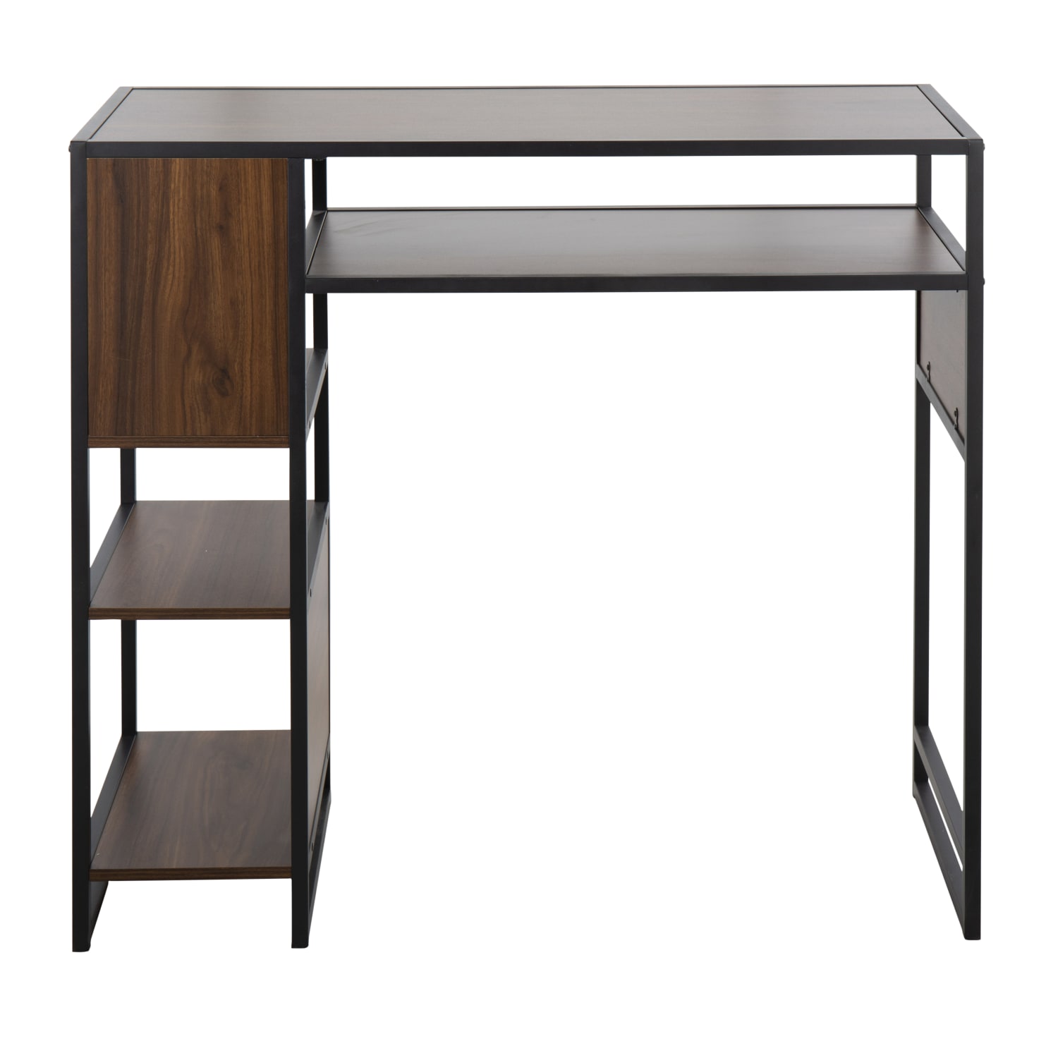 LumiSource Display Farmhouse Metal/Wood Bar-Height Table With Storage Space, 39-1/2inH x 43-1/4inW x 19inD, Walnut/Black - Image 4