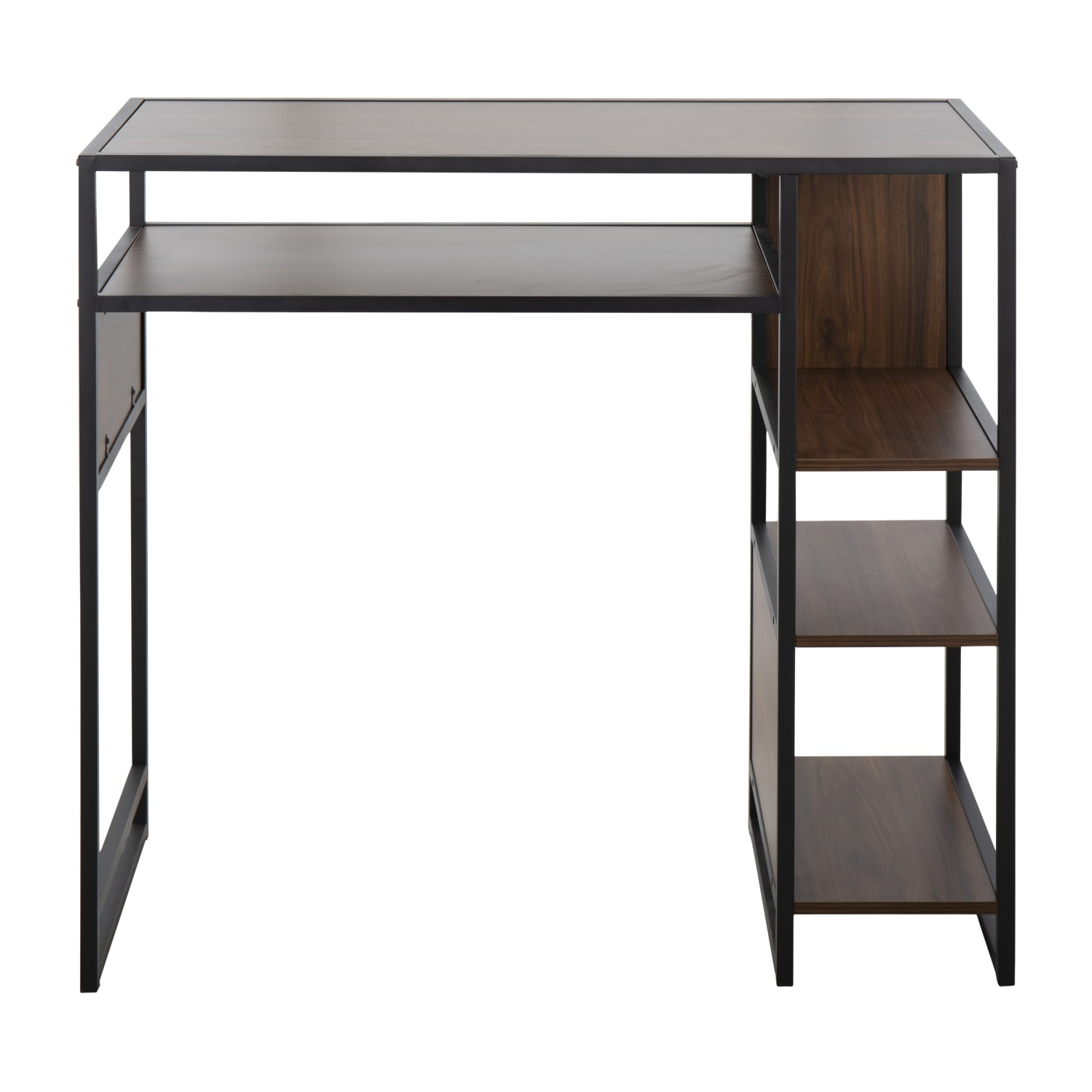 LumiSource Display Farmhouse Metal/Wood Bar-Height Table With Storage Space, 39-1/2inH x 43-1/4inW x 19inD, Walnut/Black - Image 5