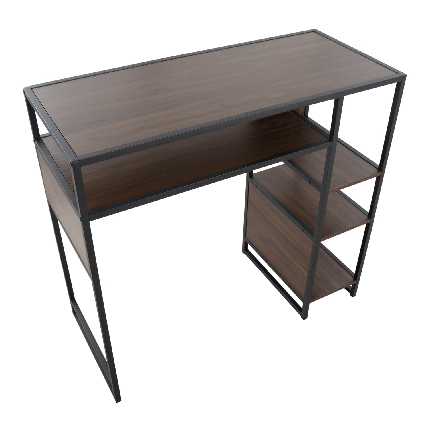 LumiSource Display Farmhouse Metal/Wood Bar-Height Table With Storage Space, 39-1/2inH x 43-1/4inW x 19inD, Walnut/Black - Image 6