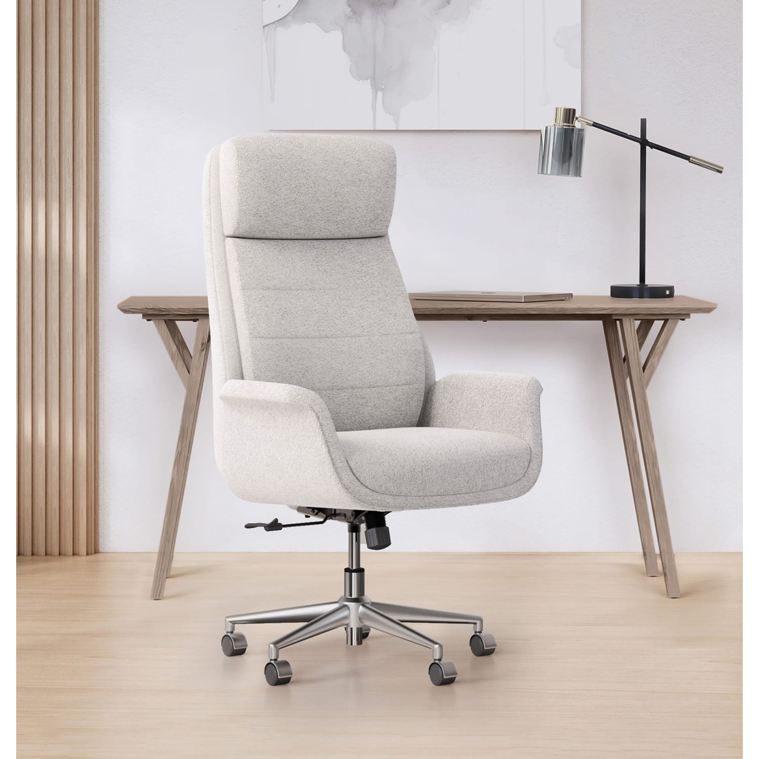 Realspace Modern Comfort Pizana Boucle Fabric HighBack Executive Office Chair Light SandBrushed Nickel BIFMA Compliant PopularChairscom Realspace Modern Comfort Pizana Boucle Fabric High Back Executive Office Chair Light SandBrushed Nickel BIFMA Compliant PopularChairscom