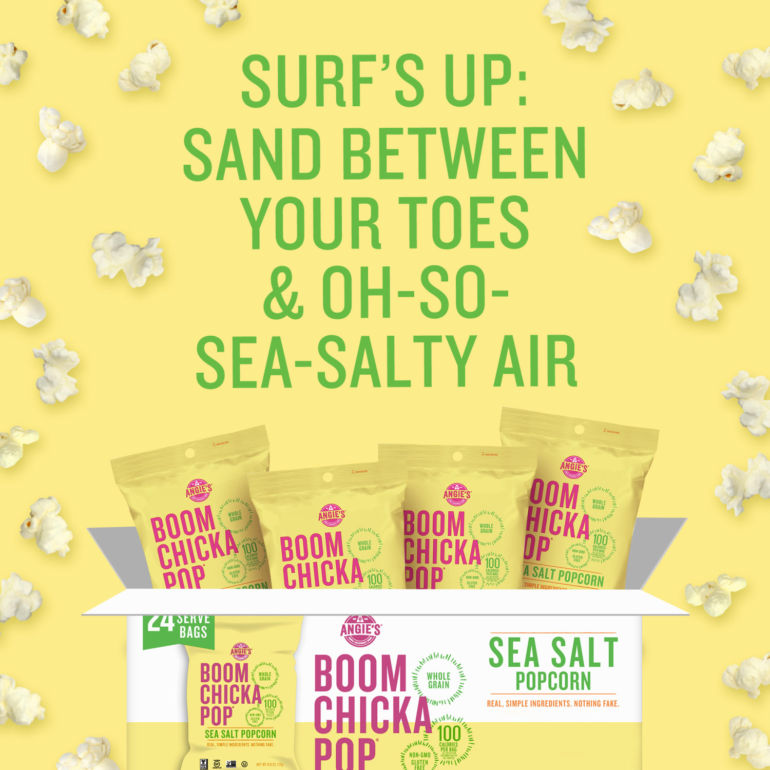Angies BOOMCHICKAPOP Popcorn - Non-GMO, Gluten-free - Sea Salt - 1 oz - 24 / Carton - Image 3