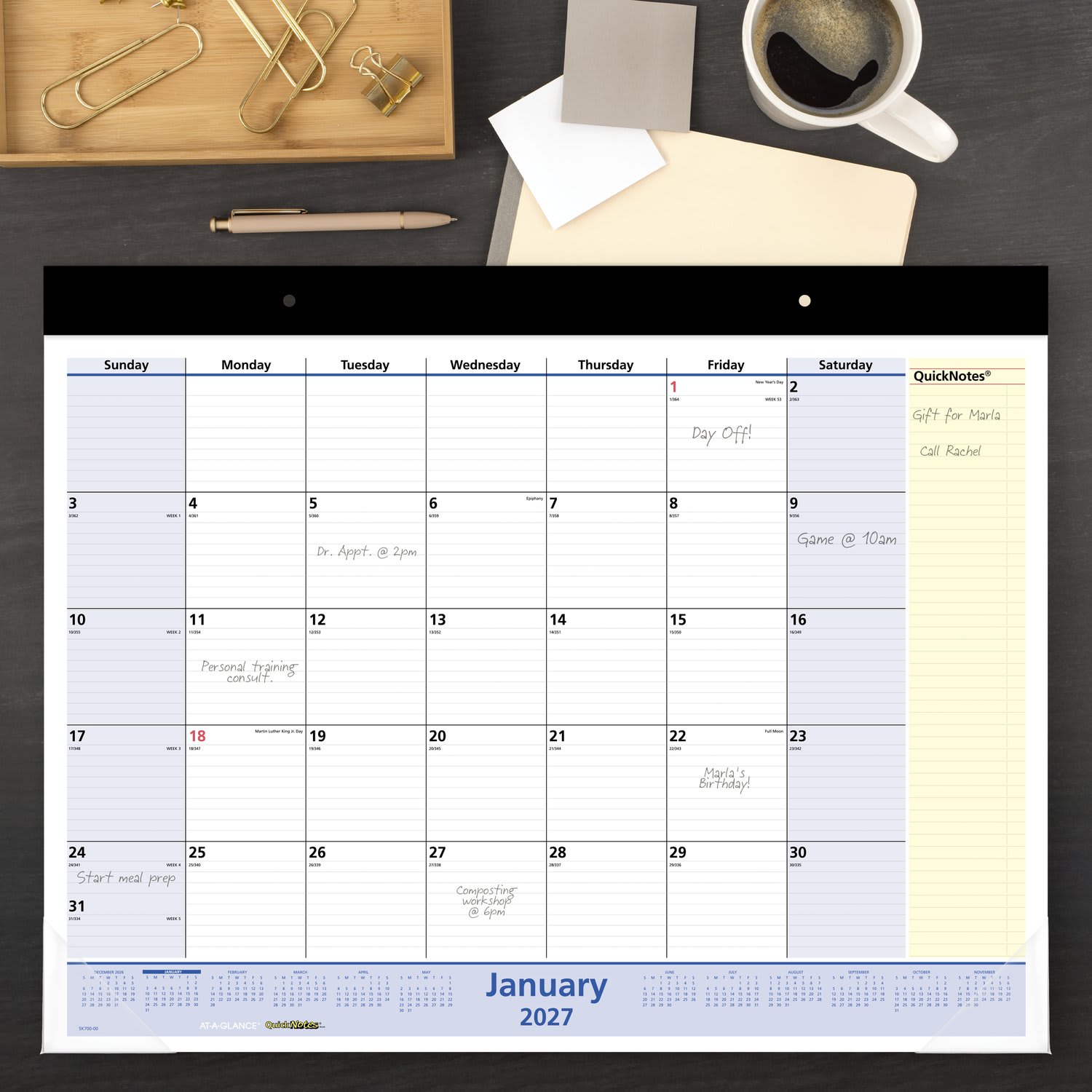 AT-A-GLANCE QuickNotes 2027 Monthly Desk Pad Calendar, Standard, 21 3/4in x 17in - Image 3