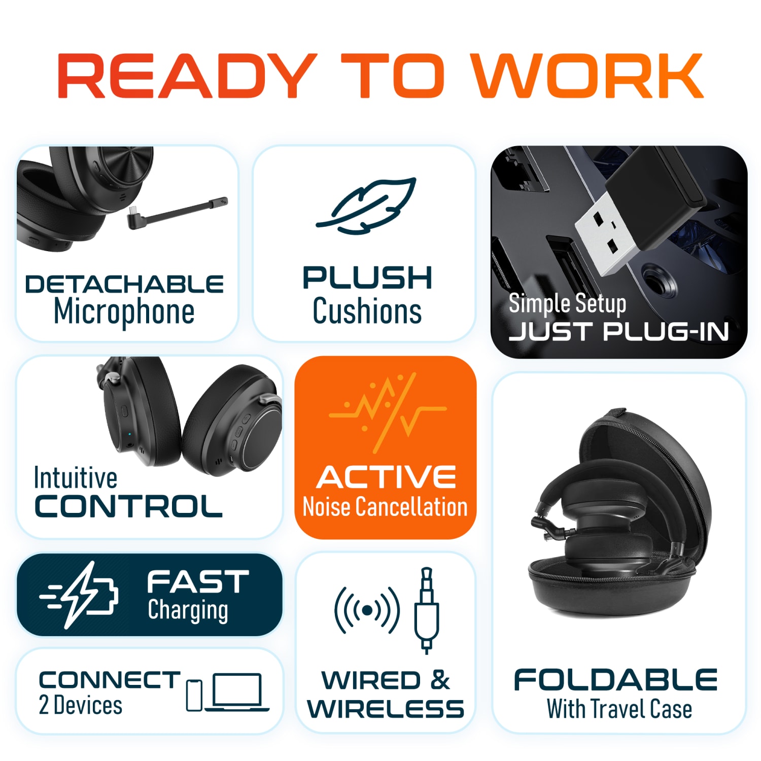 Delton M320 Wireless Computer Headset, Black, Total Qty 1 - Image 6
