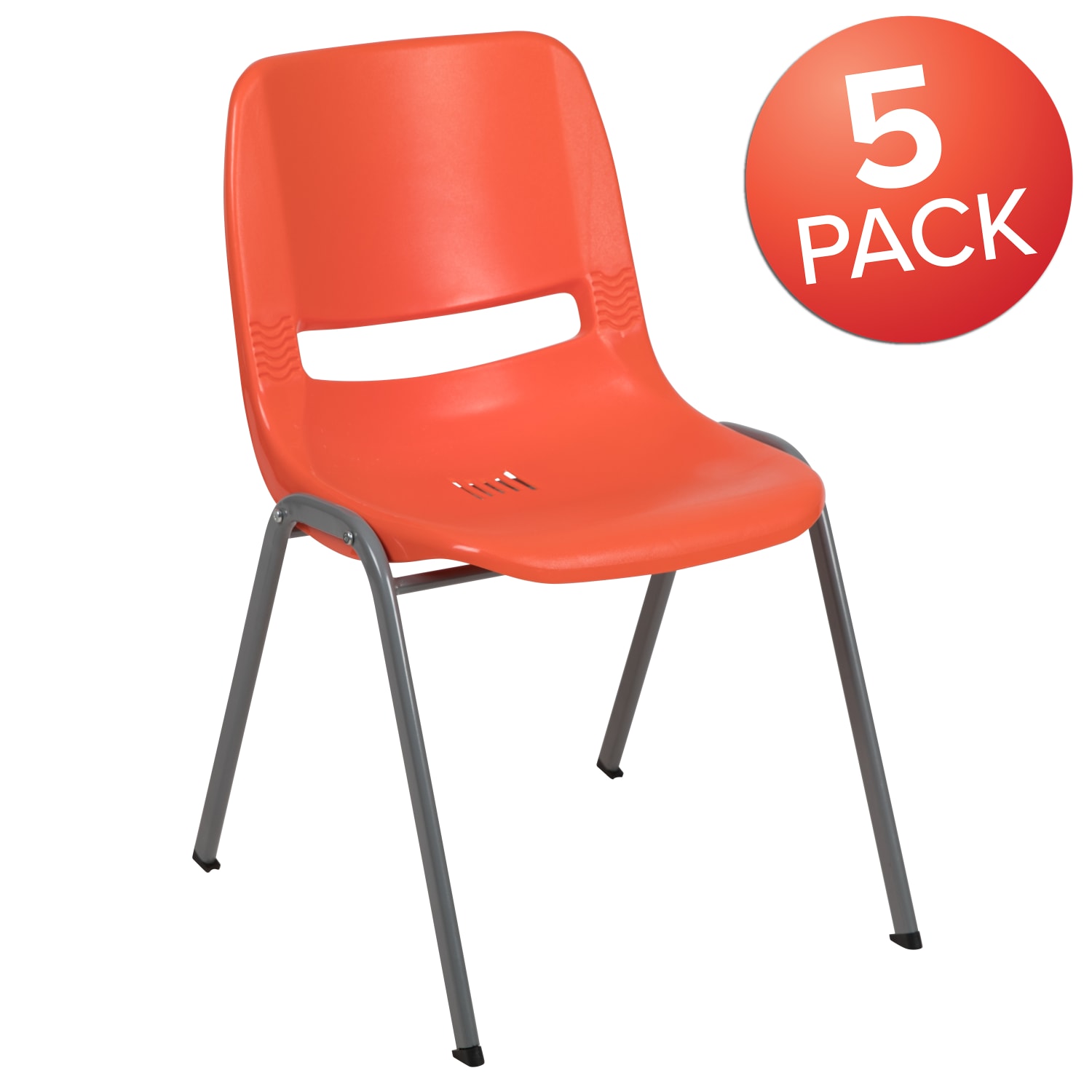 Flash Furniture HERCULES Series Ergonomic Shell Stack Chairs, Orange, Set Of 5 Chairs - Image 3