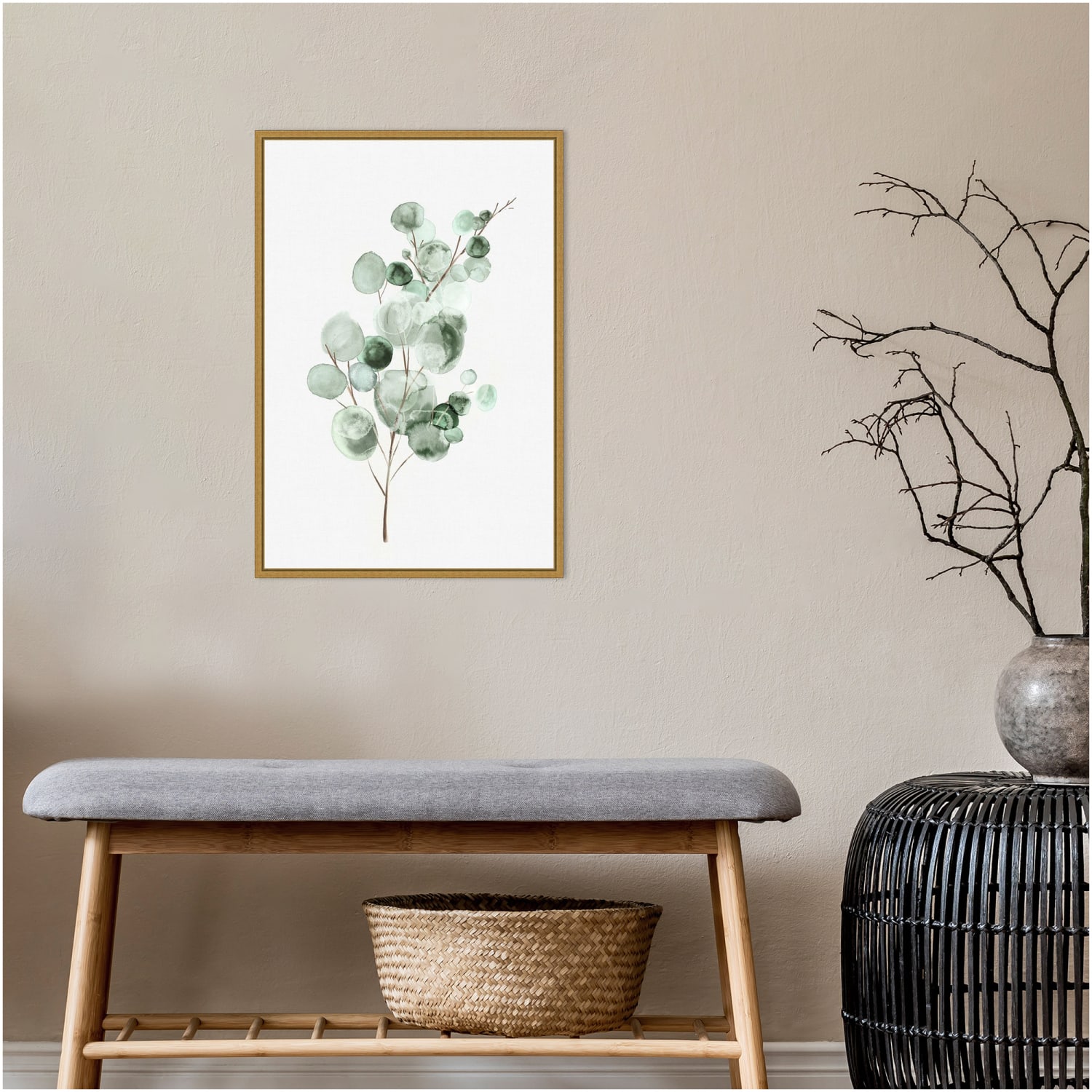 Amanti Art Tender Sprout II Eucalyptus by Eva Watts Framed Canvas Wall Art Print, 23inH x 16inW, Gold - Image 4