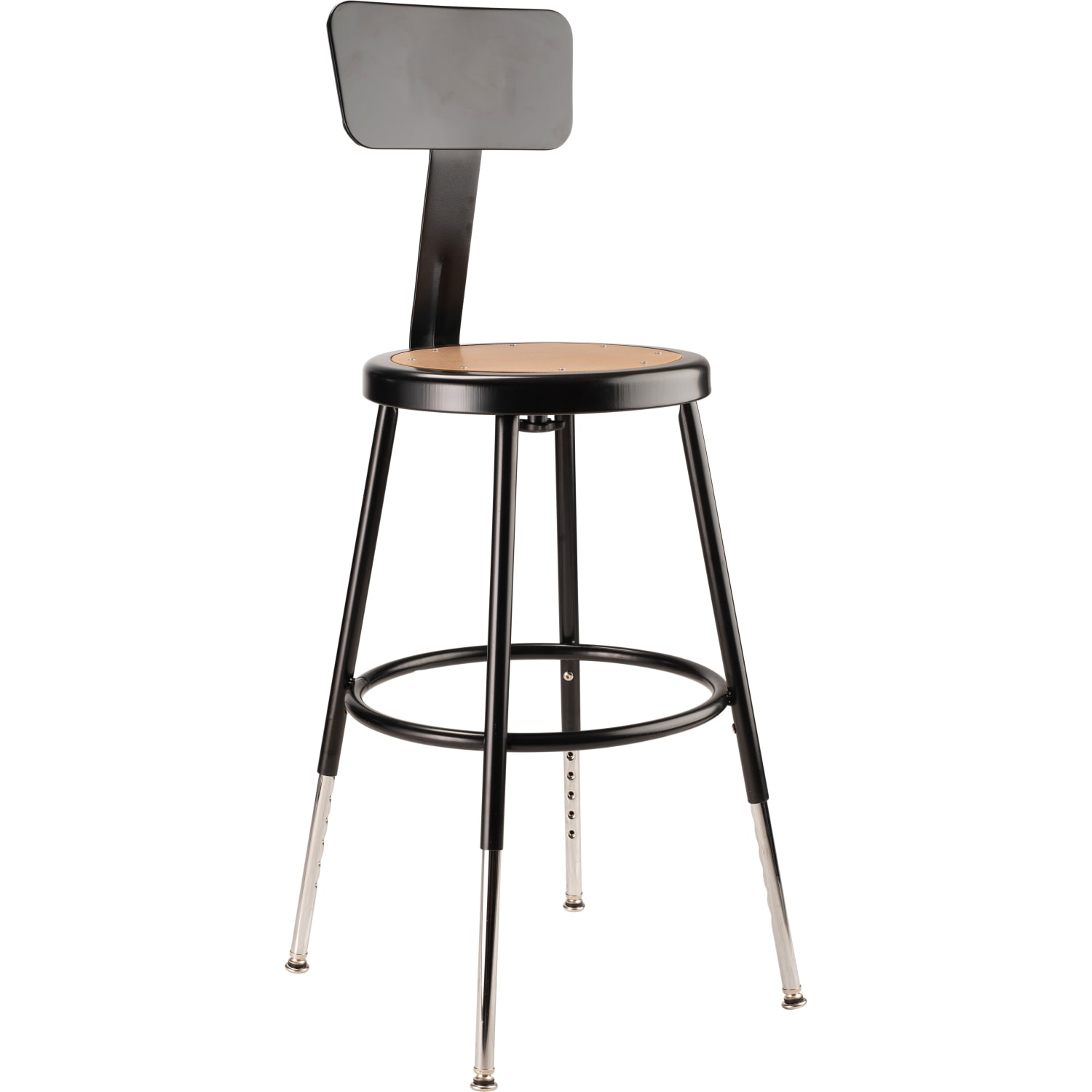 National Public Seating Adjustable Hardboard Science Stools With Backrests, 19 - 26-1/2inH Seat, Brown/Black, Pack Of 2 Stools - Image 3