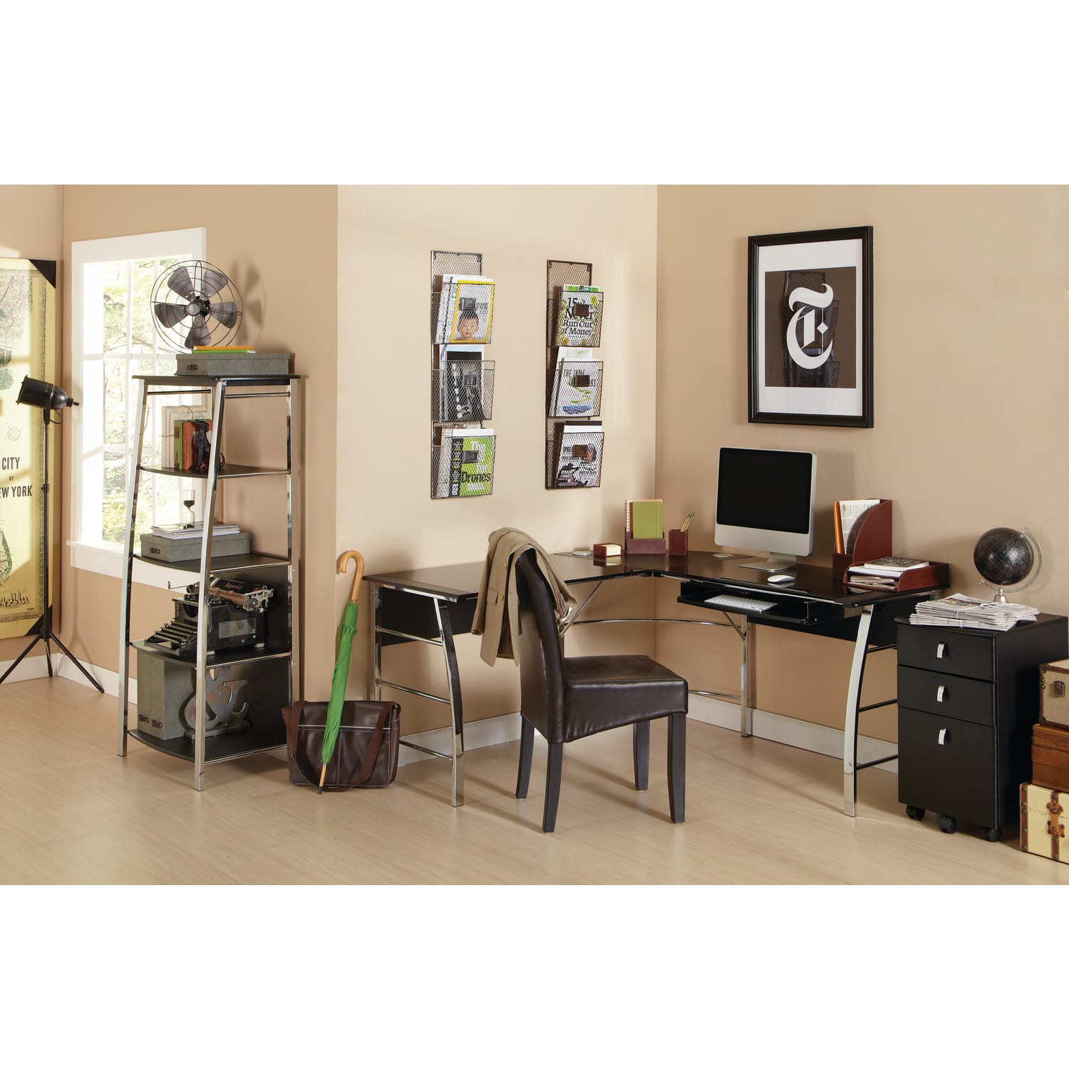 Realspace® Mezza 62"W L-Shape Corner Desk, Black/Chrome - Image 3