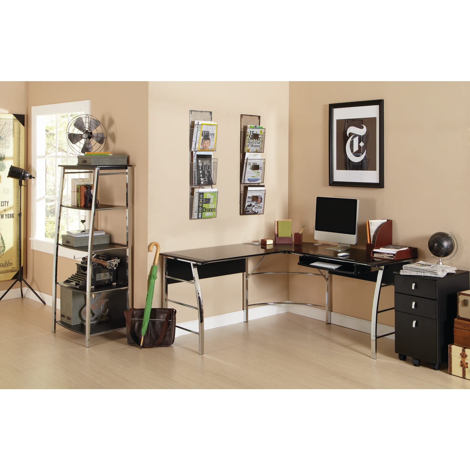 Realspace® Mezza 62"W L-Shape Corner Desk, Black/Chrome - Image 4