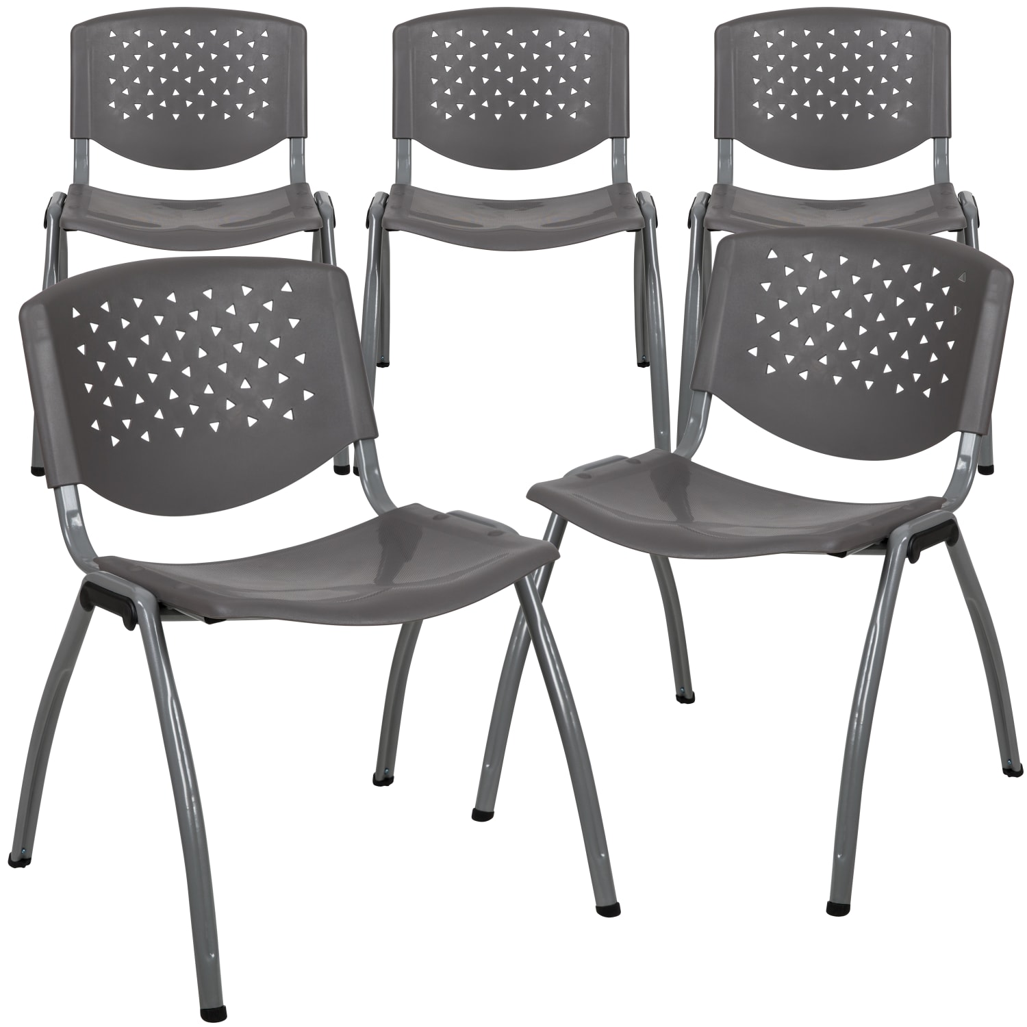 Flash Furniture HERCULES Series Plastic Stack Chairs, Gray, Set Of 5 Chairs - Image 4