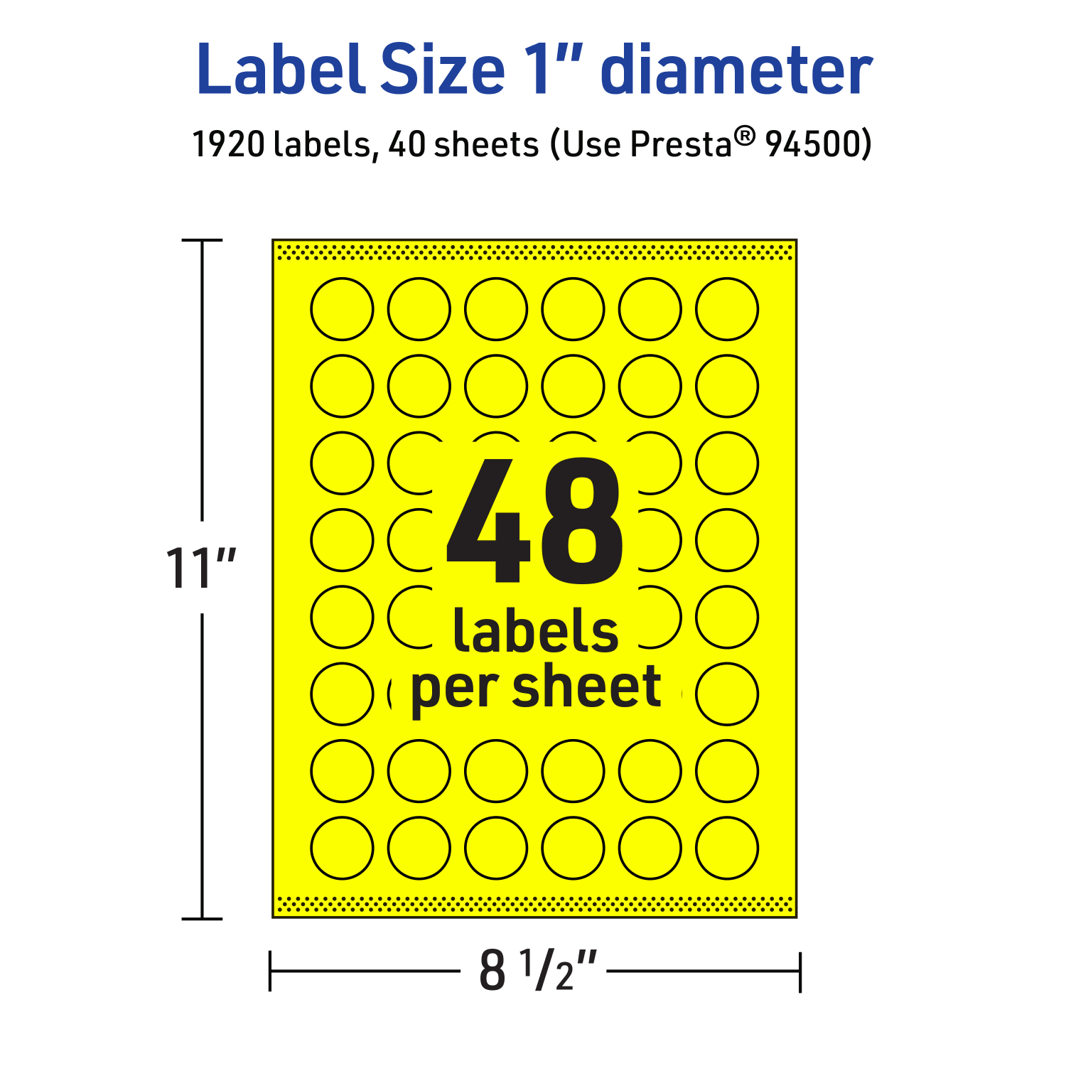Avery Print-To-The-Edge Labels With Sure Feed Technology, 94500-NYP40, Round, 1in, Matte Neon Yellow, Pack of 1920 - Image 6