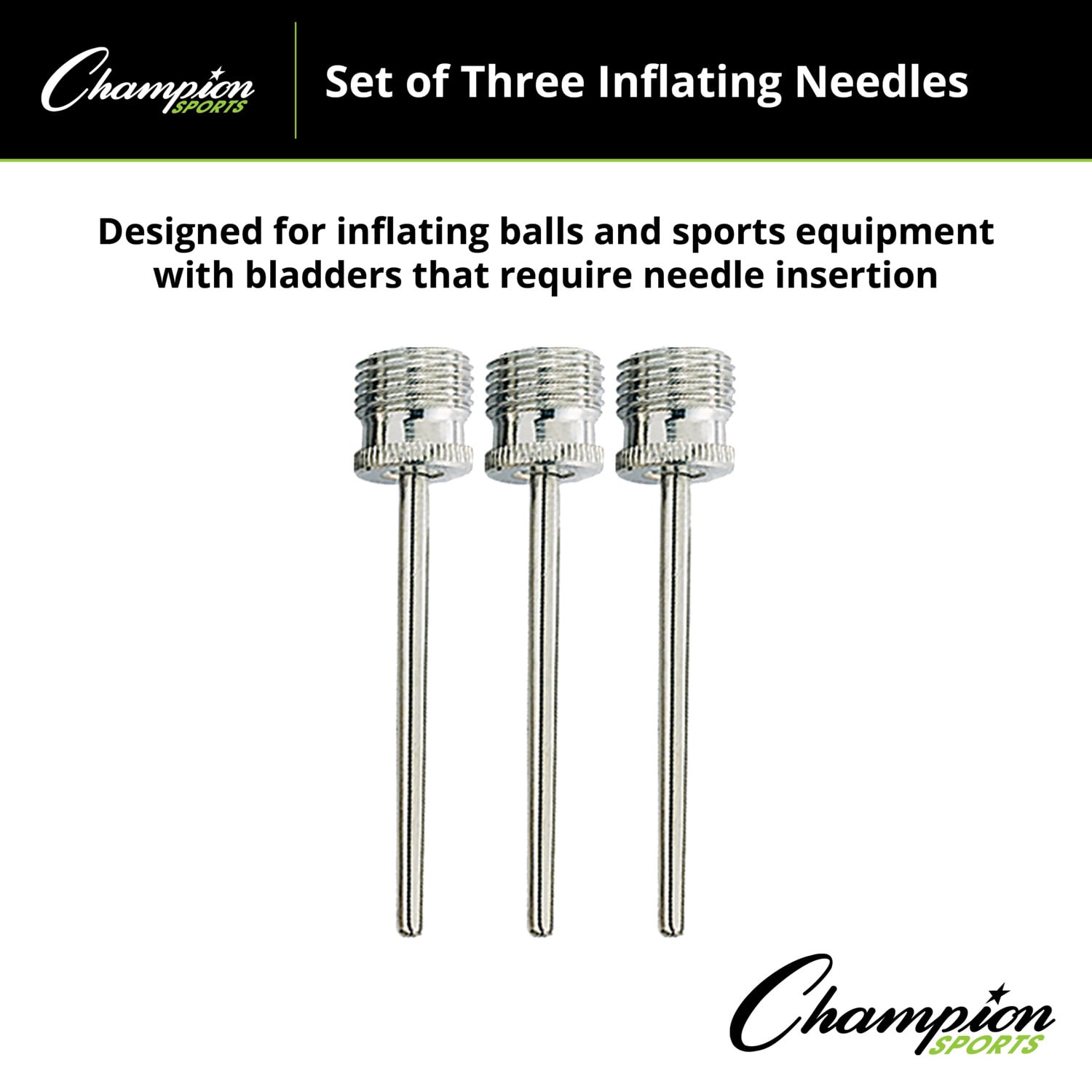 Champion Sports Inflating Needles for Air Pump, Silver, 3 Needles Per Pack, Set Of 12 Packs - Image 4