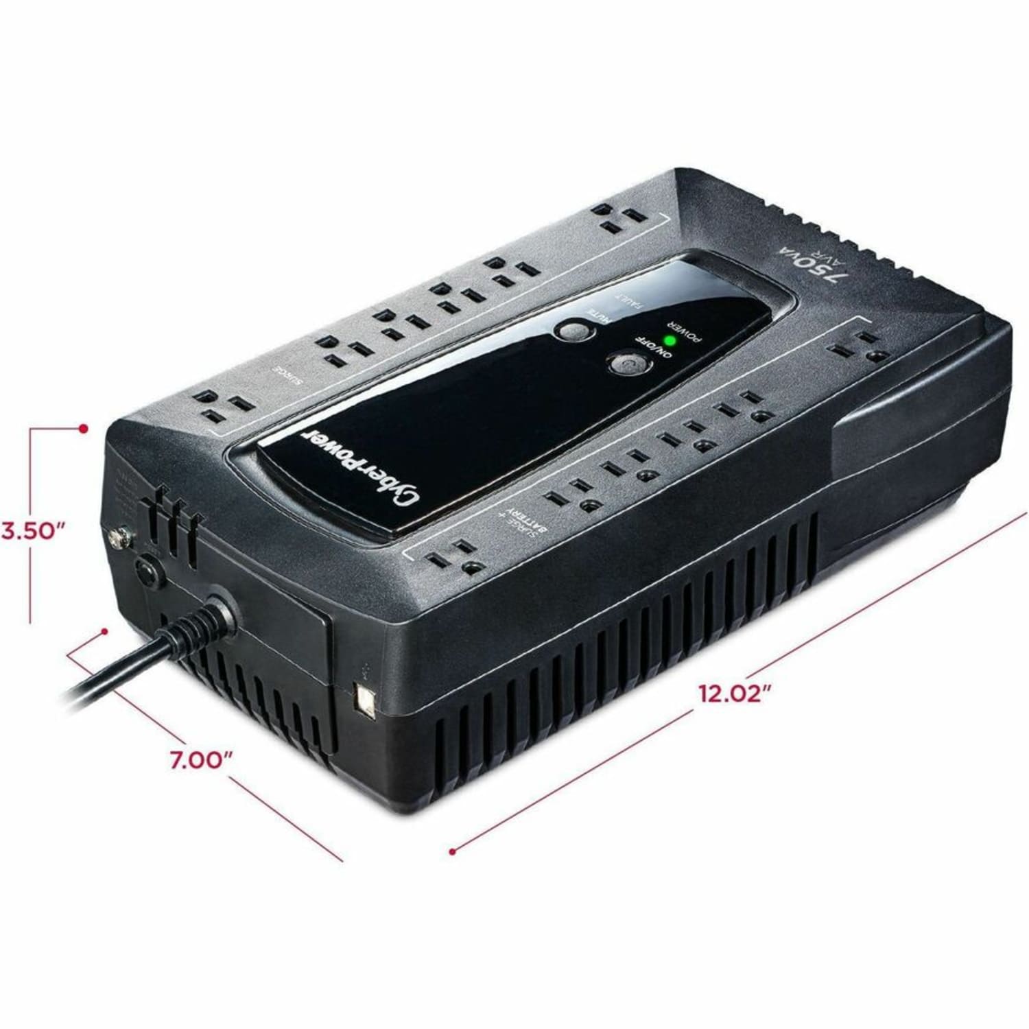 CyberPower AVRG750U AVR UPS Systems - 750VA/450W, 120 VAC, NEMA 5-15P, Compact, 12 Outlets, PowerPanel Personal, $150000 CEG, 3YR Warranty - Image 4