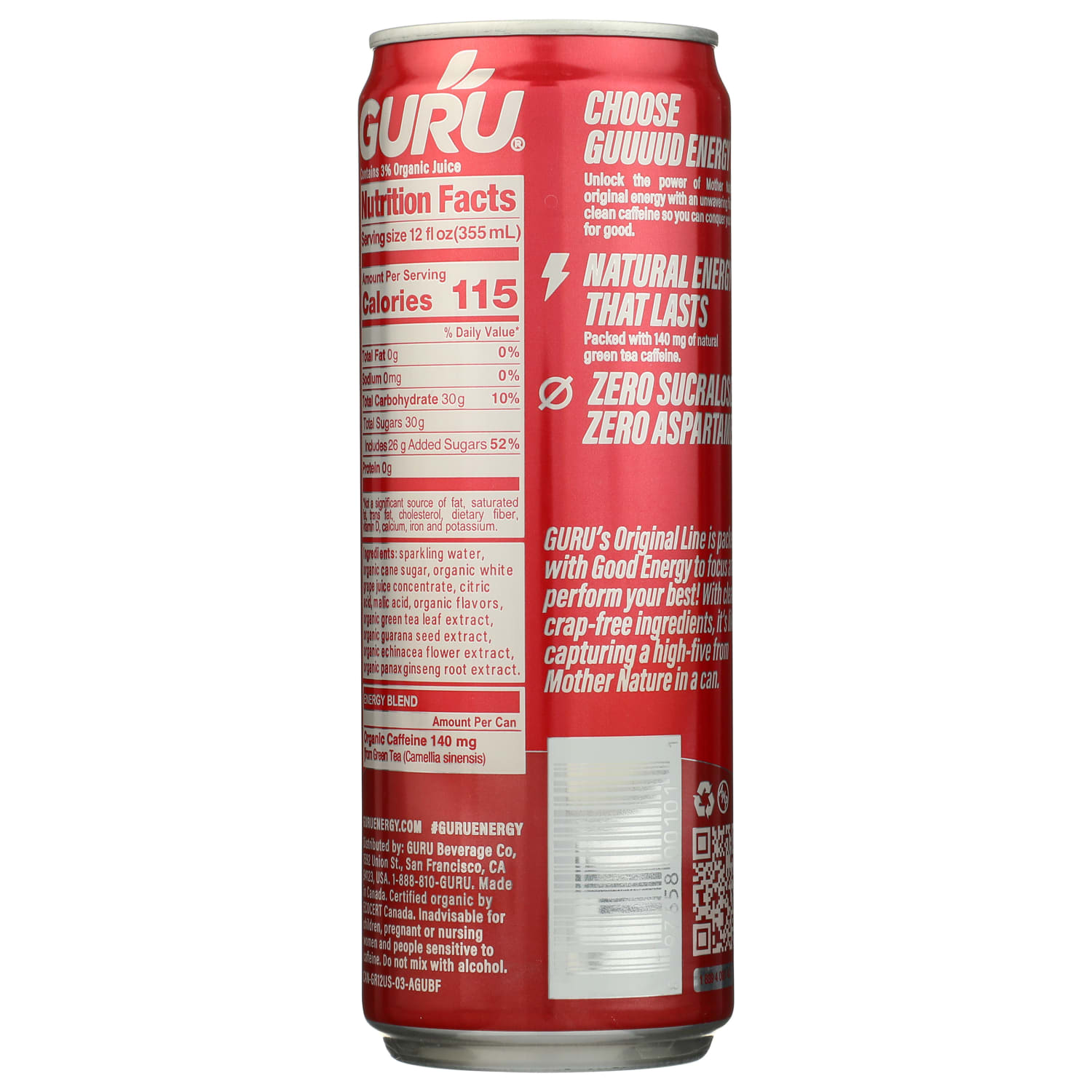 Guru Organic Energy Drinks, Original, 12 Oz, Total Qty 24 - Image 3