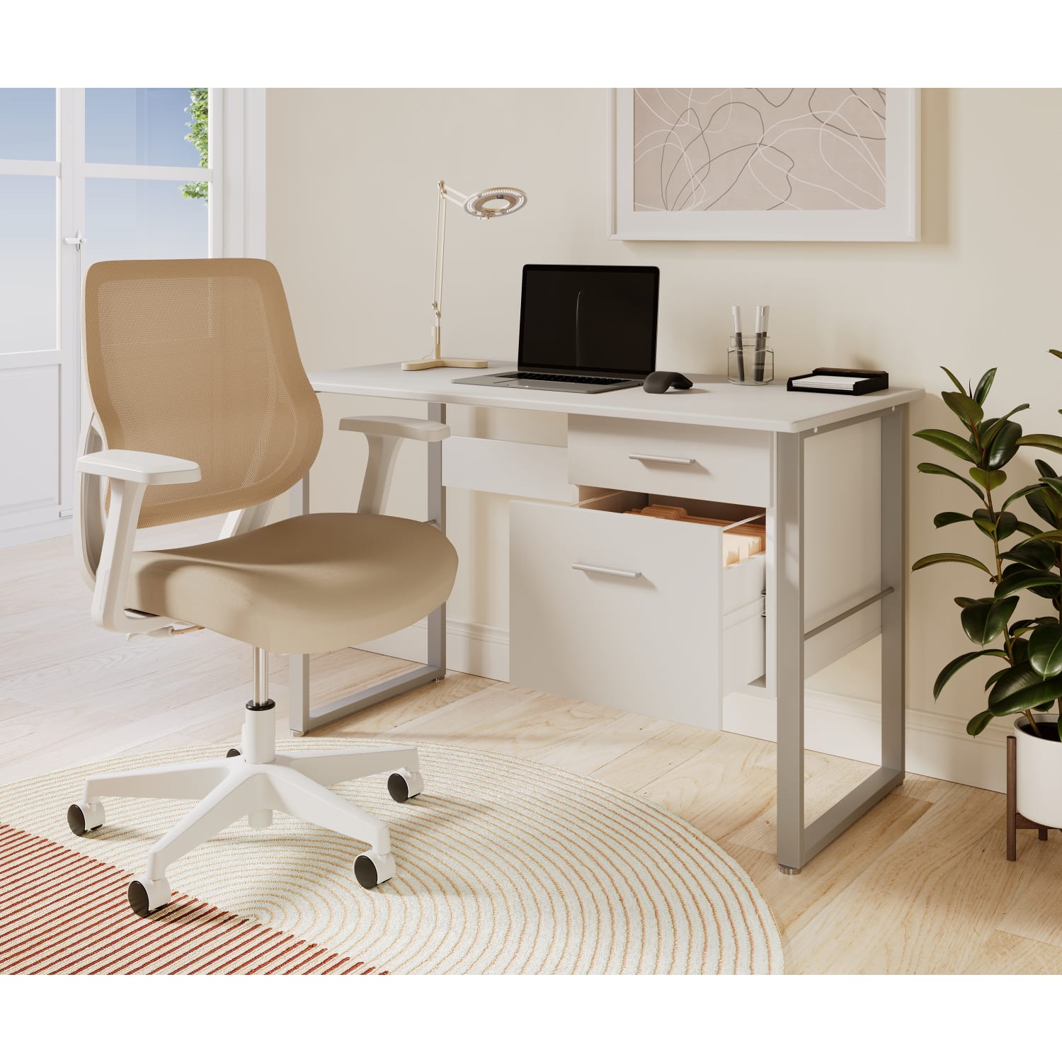 Realspace Sensi Mesh/Fabric Low-Back Task Chair, Oatmeal/White, BIFMA Compliant - Image 3