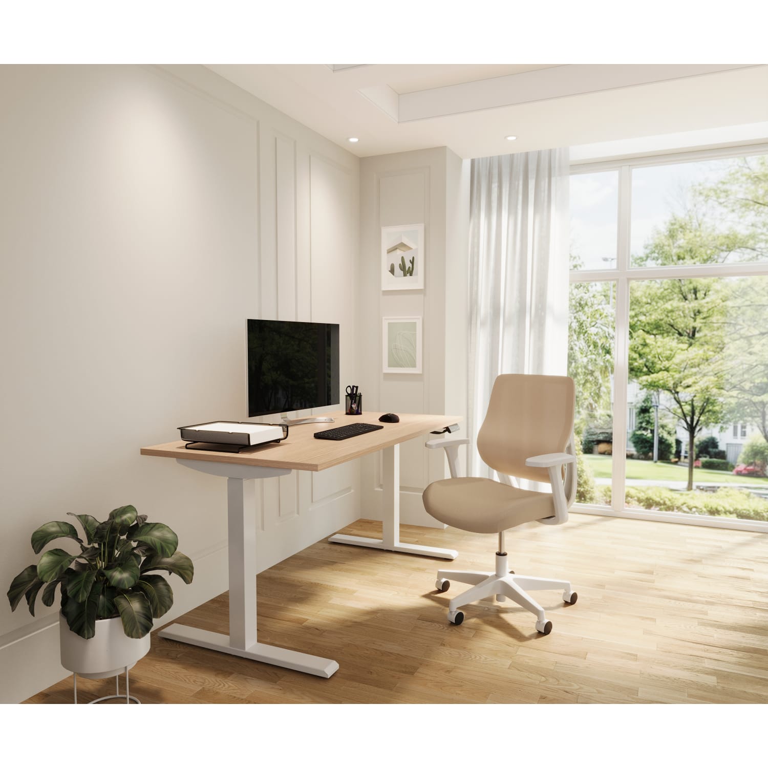 Realspace Sensi Mesh/Fabric Low-Back Task Chair, Oatmeal/White, BIFMA Compliant - Image 4