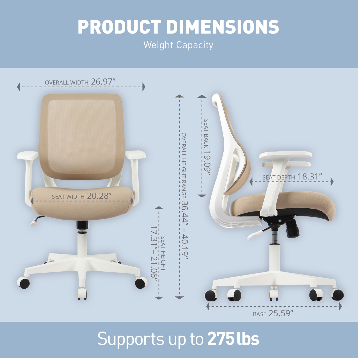Realspace Sensi Mesh/Fabric Low-Back Task Chair, Oatmeal/White, BIFMA Compliant - Image 7