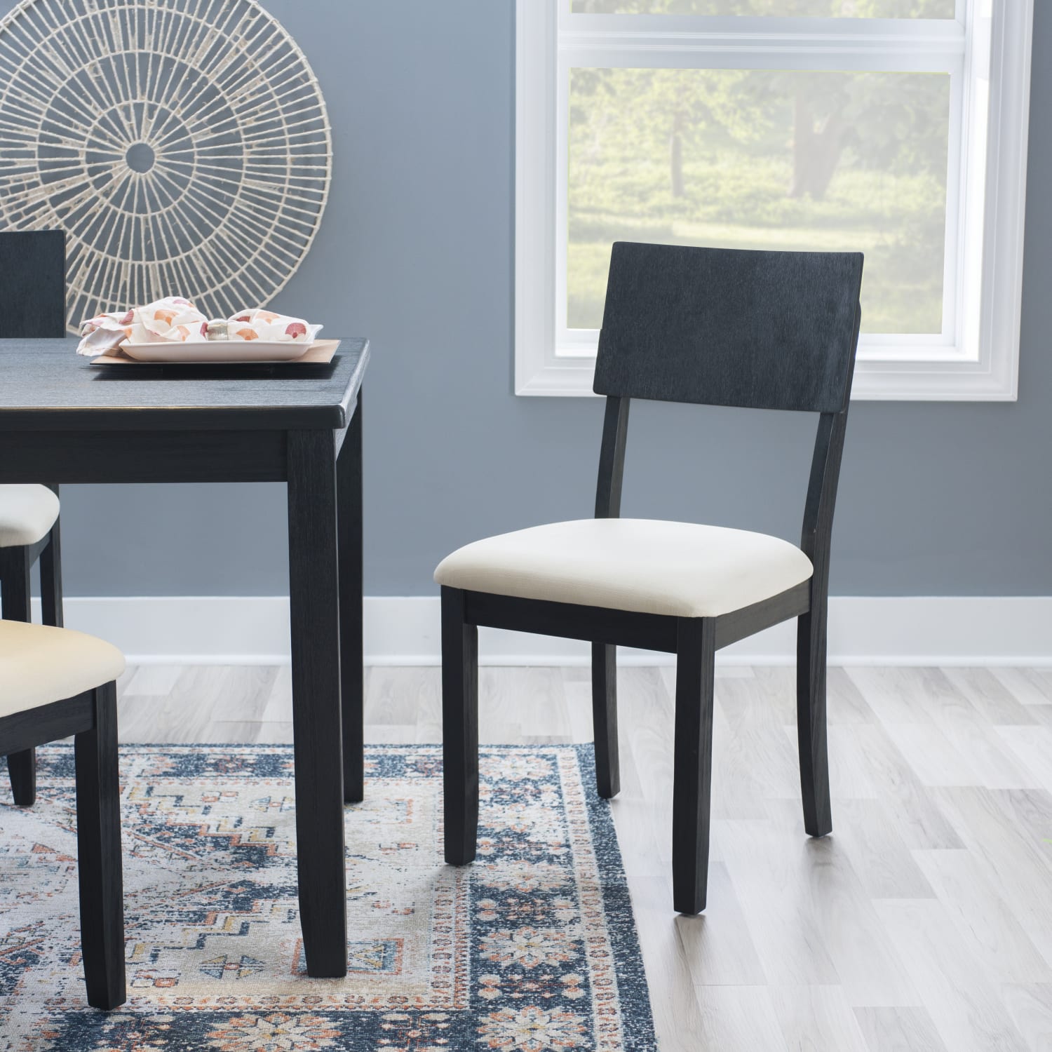 Linon Dixie Dining Chairs, Beige/Dark Charcoal, Set Of 2 Chairs - Image 3