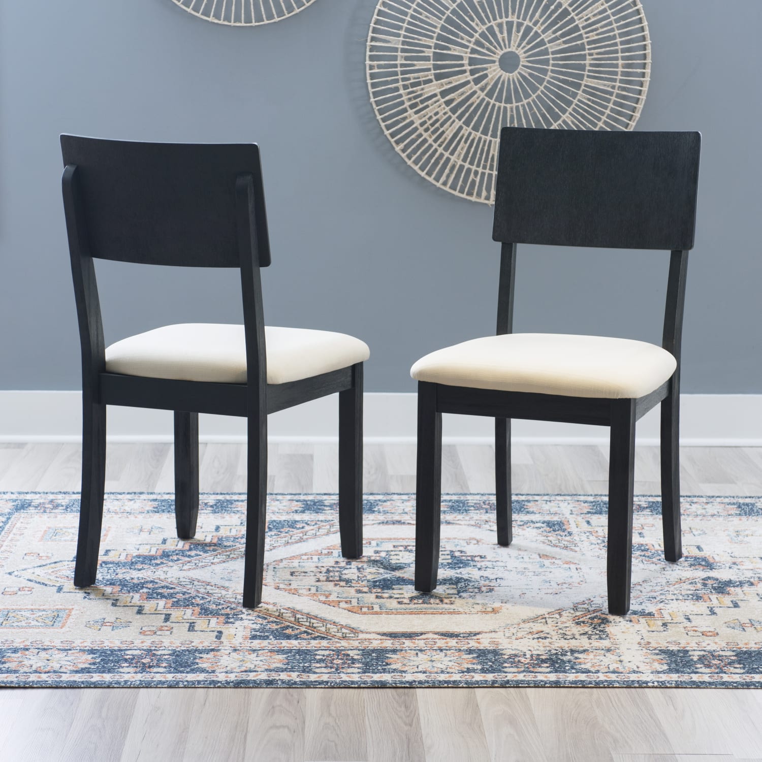 Linon Dixie Dining Chairs, Beige/Dark Charcoal, Set Of 2 Chairs - Image 4