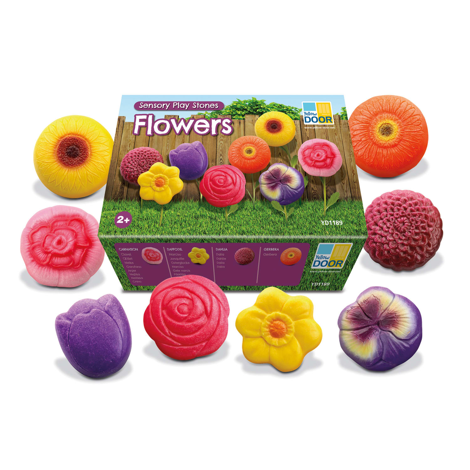 Yellow Door Sensory Stones, Flowers, Set Of 8 Stones