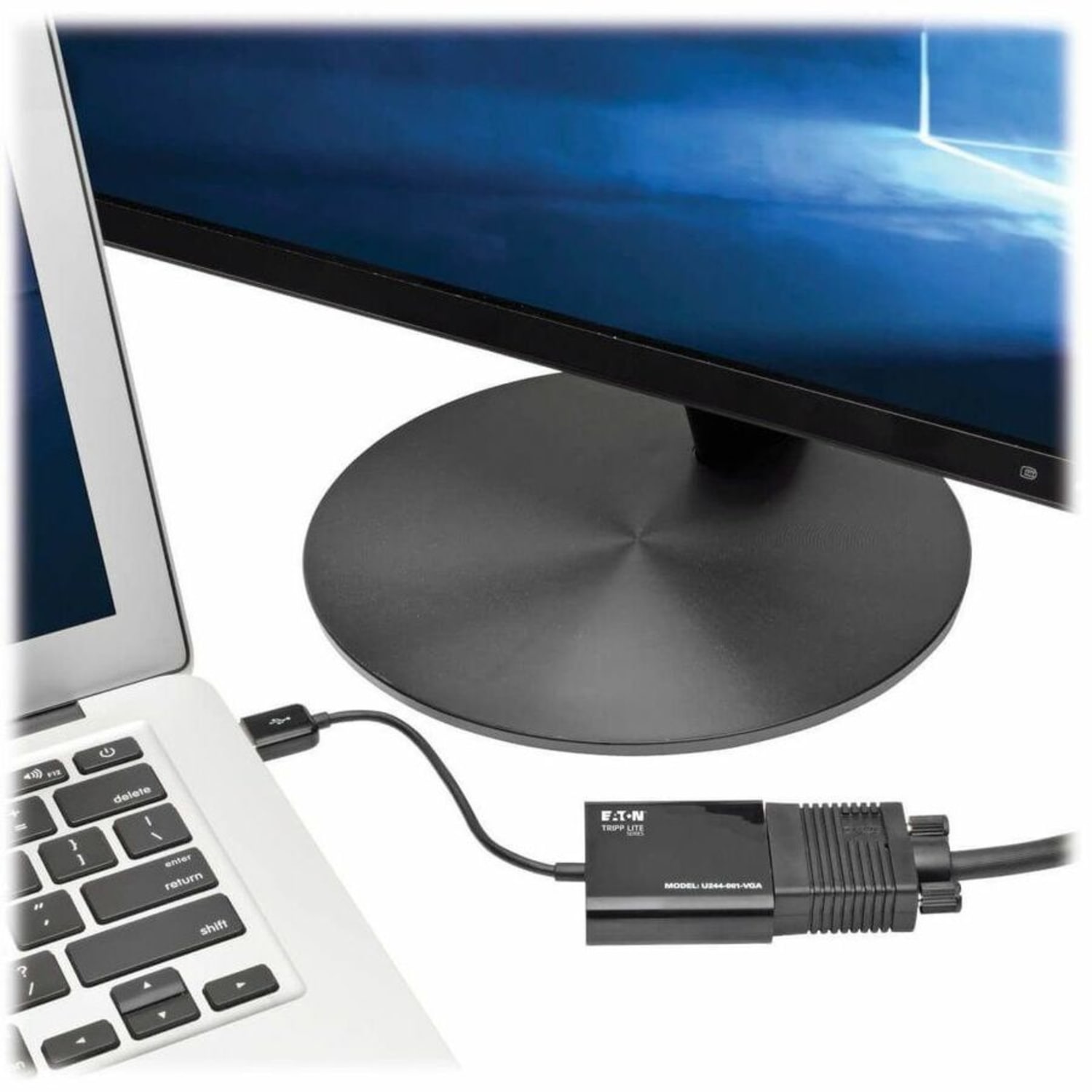 Eaton Tripp Lite Series USB 2.0 to VGA Dual Multi-Monitor External Video Graphics Card Adapter w/Built-In USB Cable 1080p 60 Hz - External video adapter - 128 MB DDR - USB 2.0 - D-Sub - Image 3